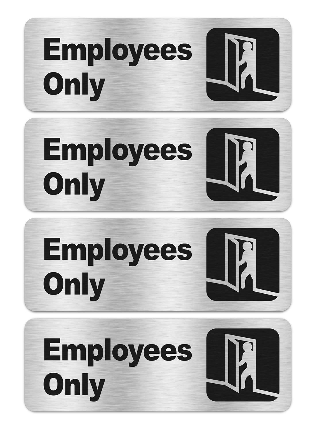 Faittoo Employees Only Sign, (4 Pack) 9 X 3 Inches Informative Rust Free Brus…