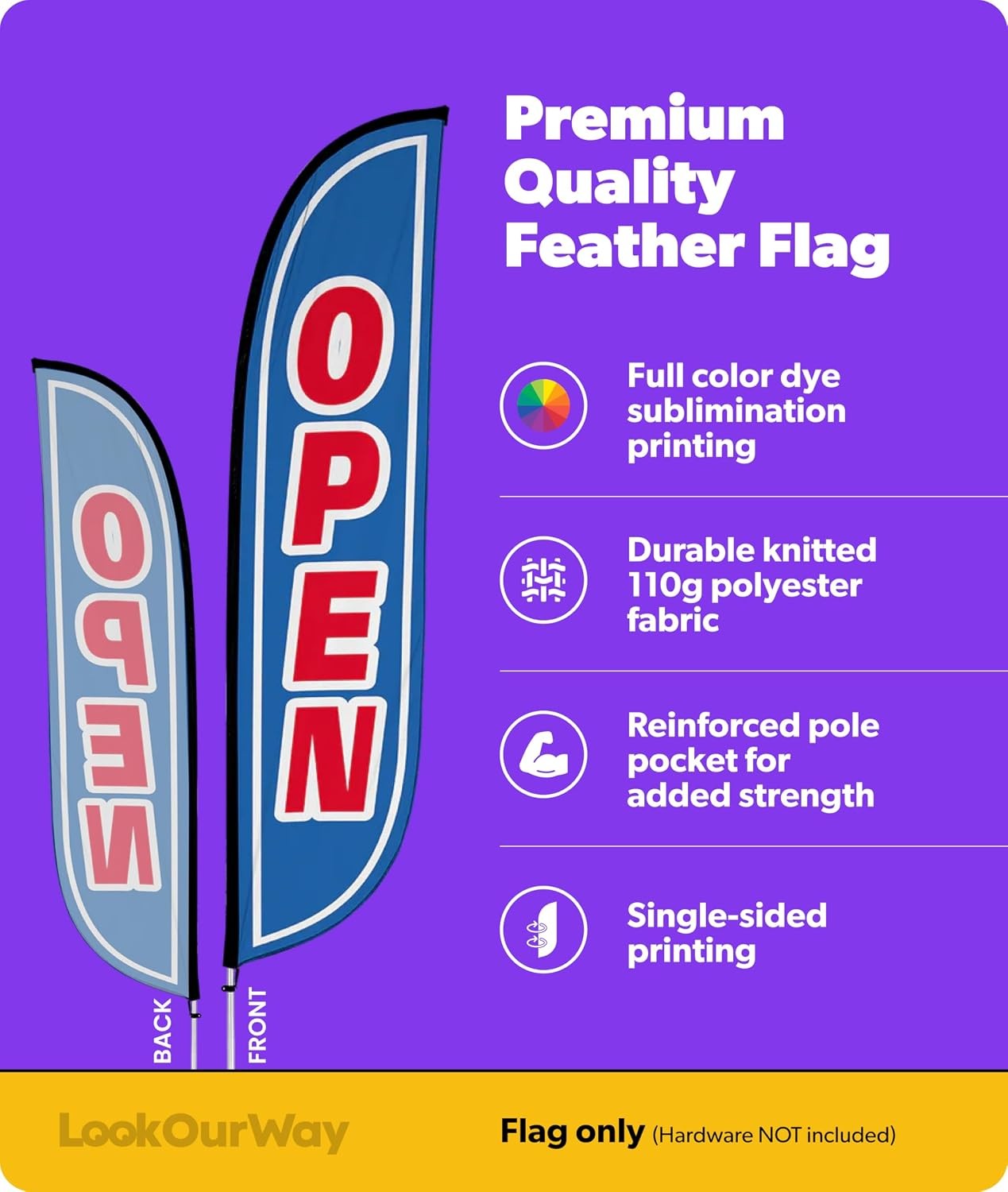 LookOurWay Feather Flag Banner – 12 Feet Tall Advertising Sign Swooper Flag Only