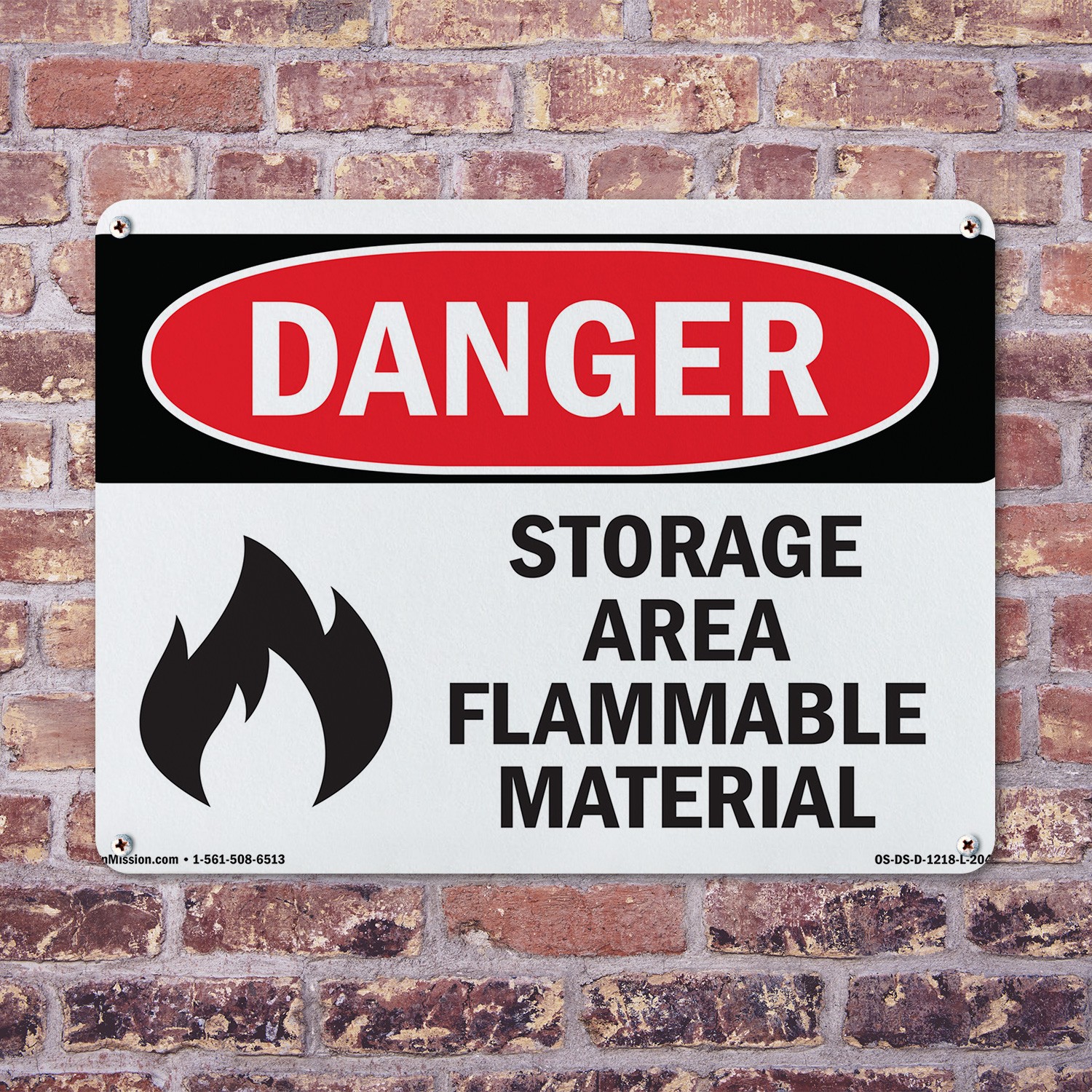 Storage Area Flammable Material OSHA Danger Sign Metal,, Decal 5 or 10 Pack