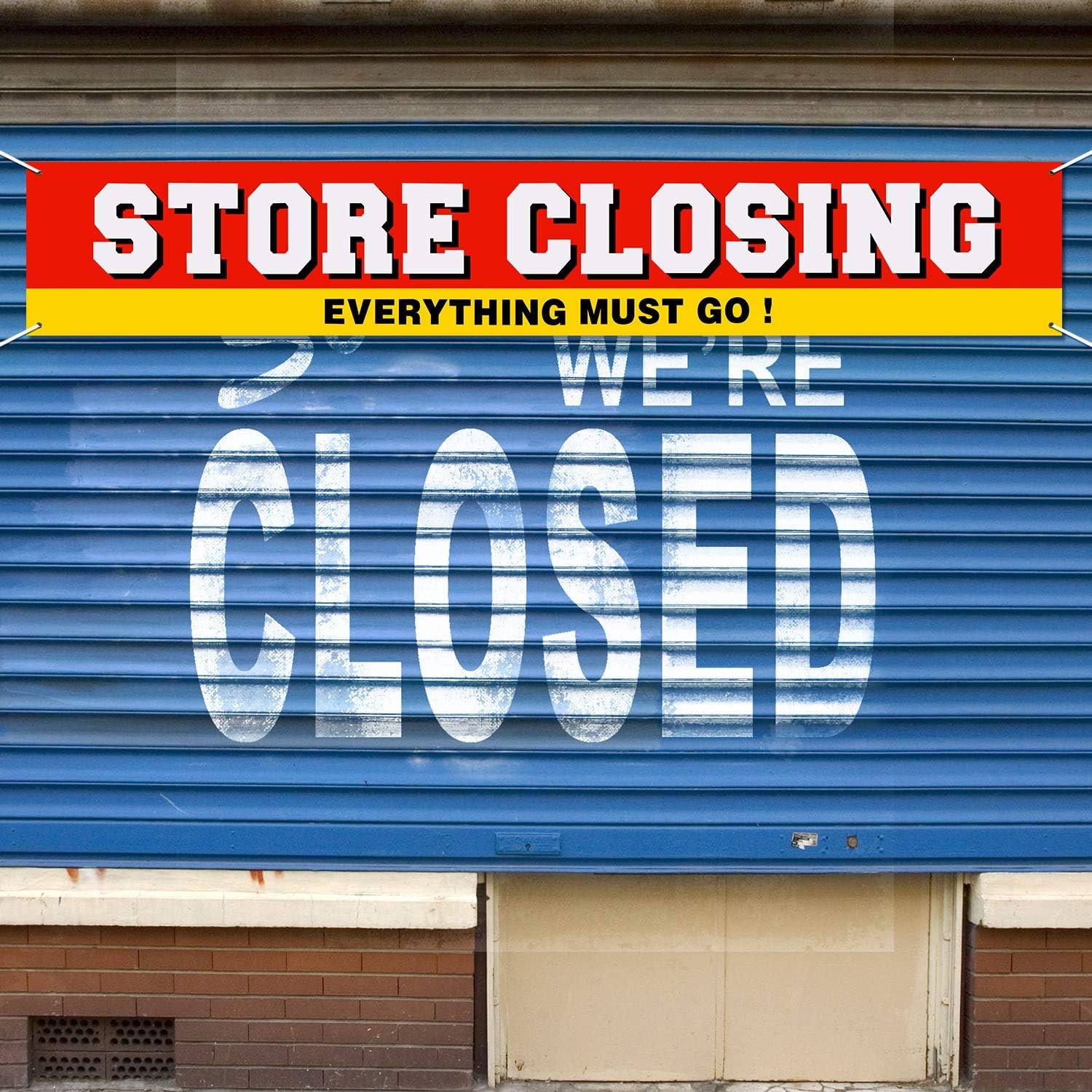 Large Store Closing Banner Everything Must Go Going Out of Business Sign Flag