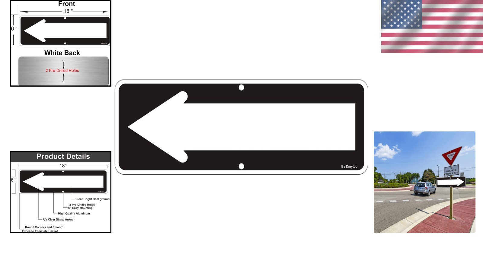 Heavy-Duty Reflective Arrow Directional Sign – 18×6 Inches for Easy Installation
