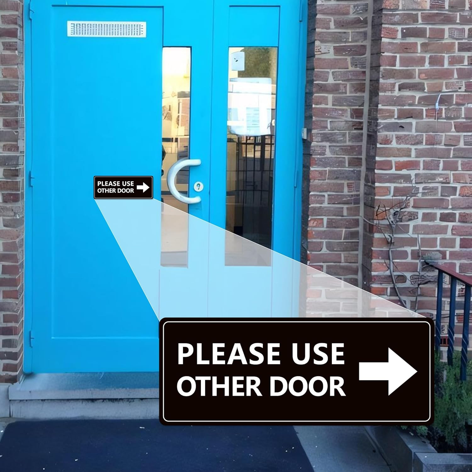 2Pack Use Other Door Sign，Self-Adhesive Weatherproof Vinyl Please Use Other Door