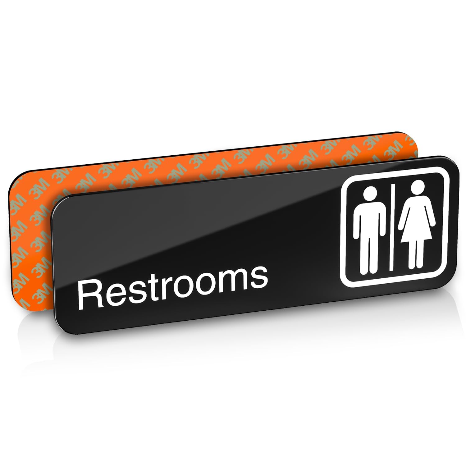 ADASigns Unisex Restroom Sign – 9&Prime; x 3&Prime; Durable Black Acrylic with Adhesive E…