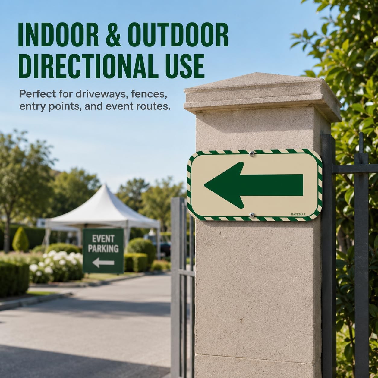 2 Pack Left Arrow Directional Signs – 12×6 Inch Reflective Metal Sign with Gr…