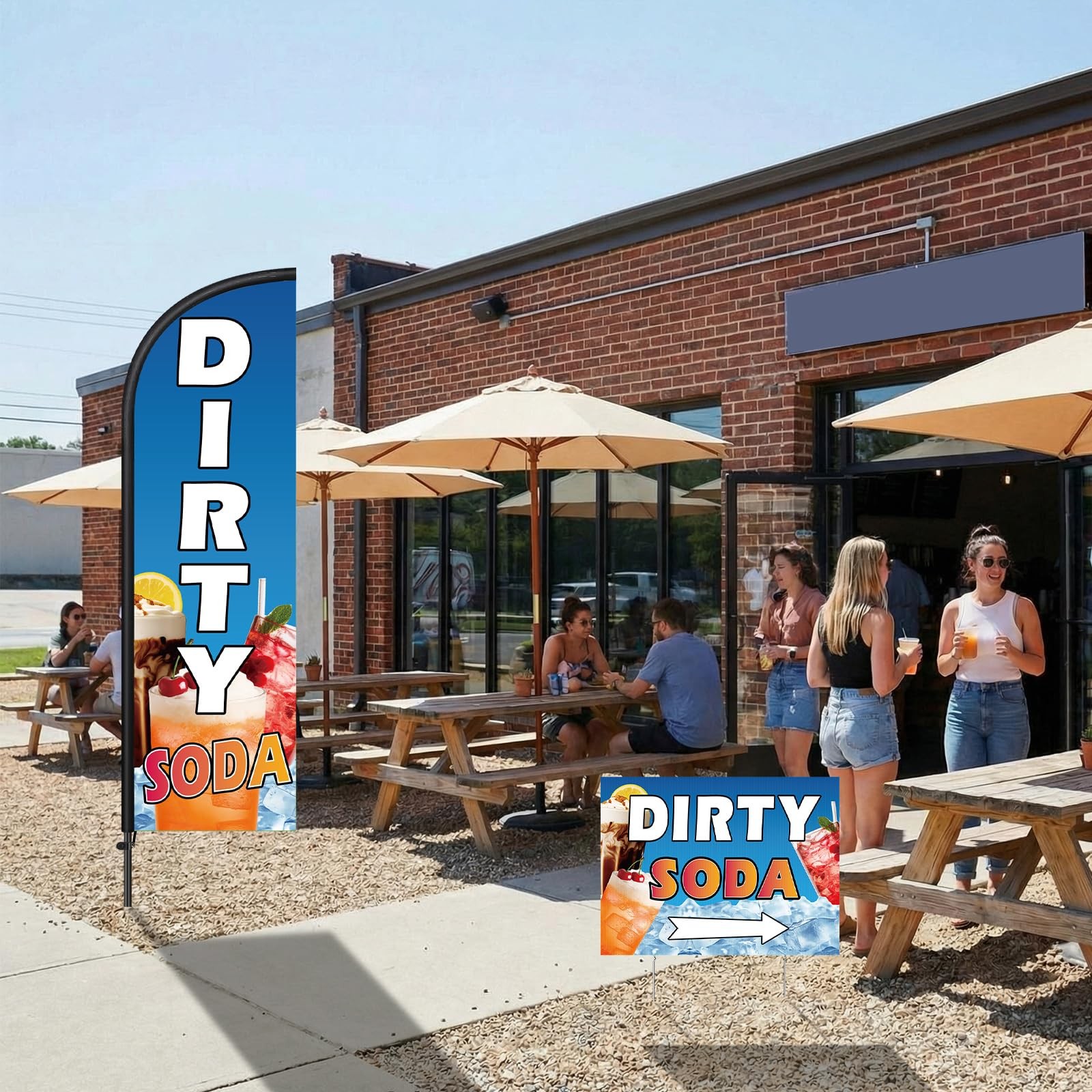 Hahafelt 3 Pcs Dirty Soda Shop Sign 1 Pcs 7 Ft Dirty Soda Feather Flag Pole Kit