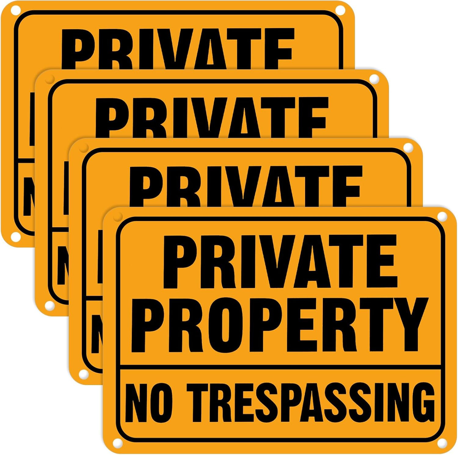 Reflective No Trespassing Signs 4 Pack 7×10 Aluminum Warning Property Security