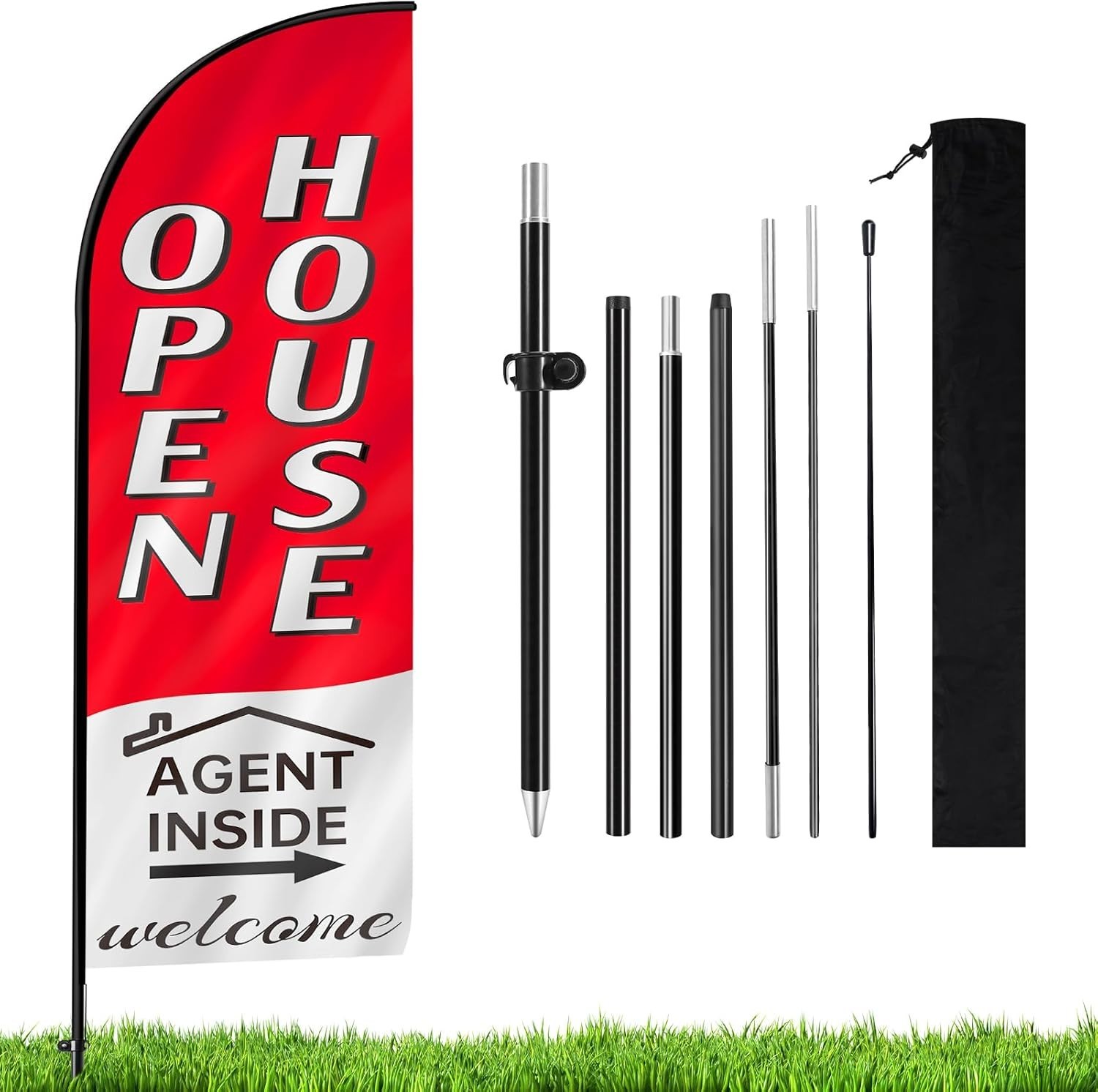 7.9FT Open House Signs for Real Estate Agents,Business Open House Flag and Po…