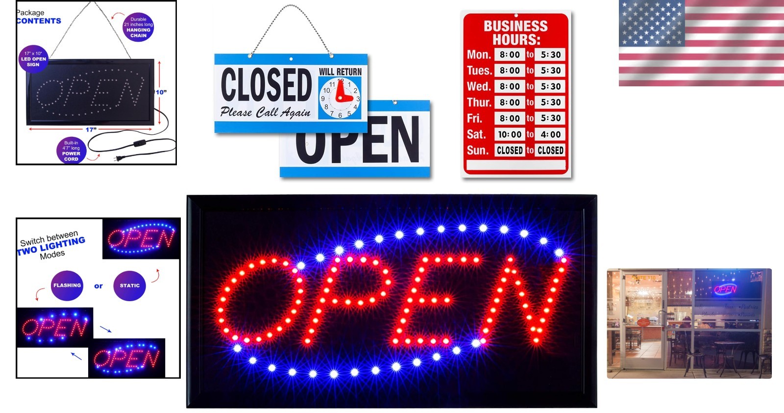 Durable Neon-Style LED Open Sign with Flashing Mode for Enhanced Visibility