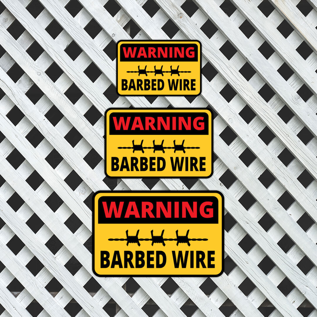 Classic Framed Plus Warning Barbed Wire Wall or Door Sign | Health & Safety