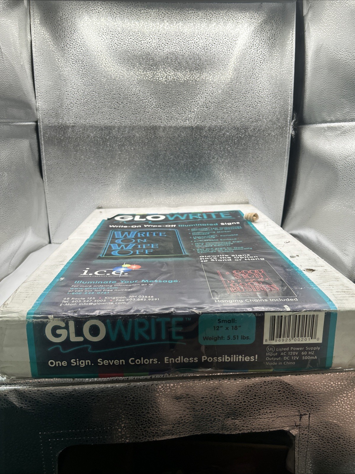 Glowrite LED Illuminated Sign 12&Prime; x 18&Prime; write on wipe off Message Board