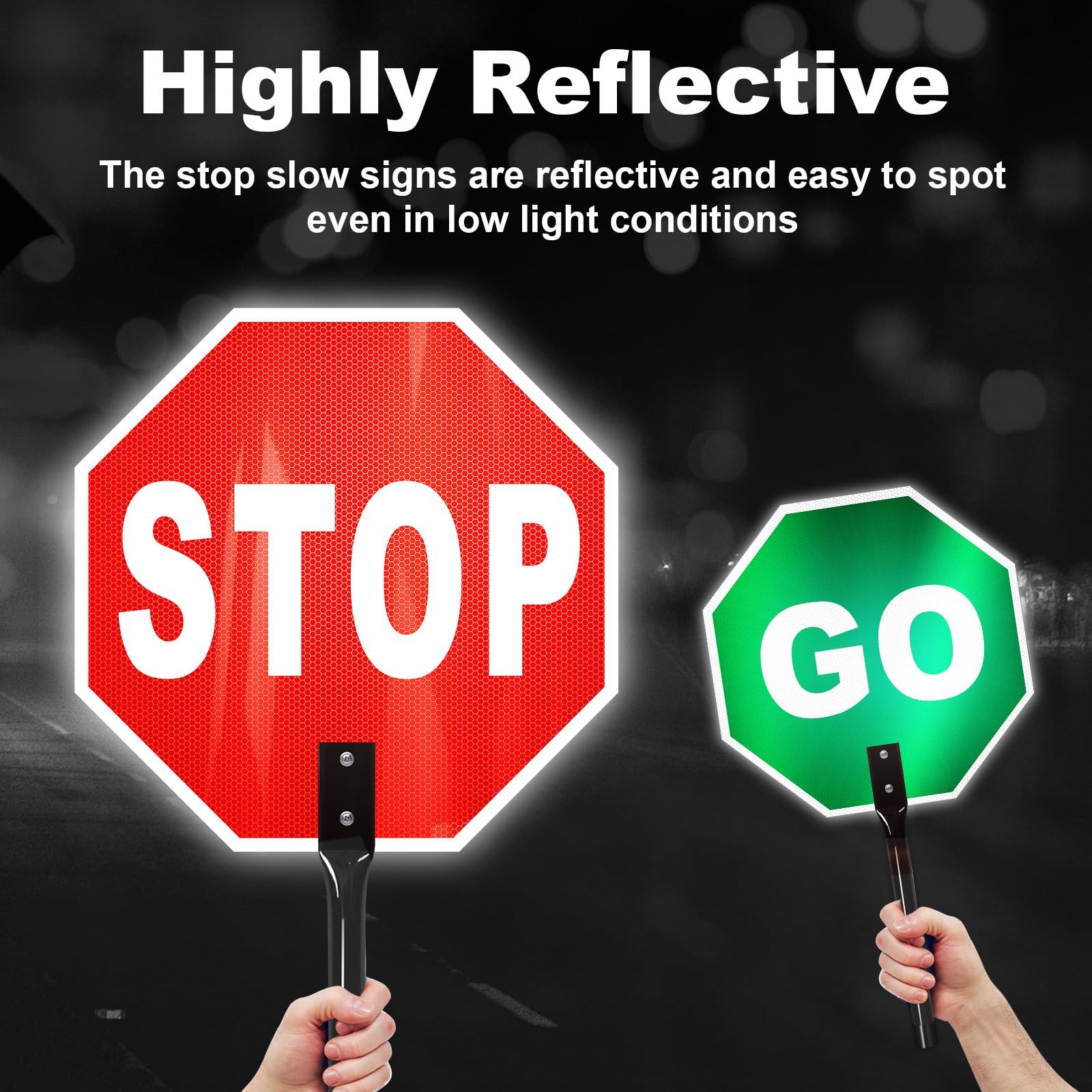 Stop Go Sign with Metal Handle13 x 13 Inches « Stop – Go » Double Sided PaddleR…
