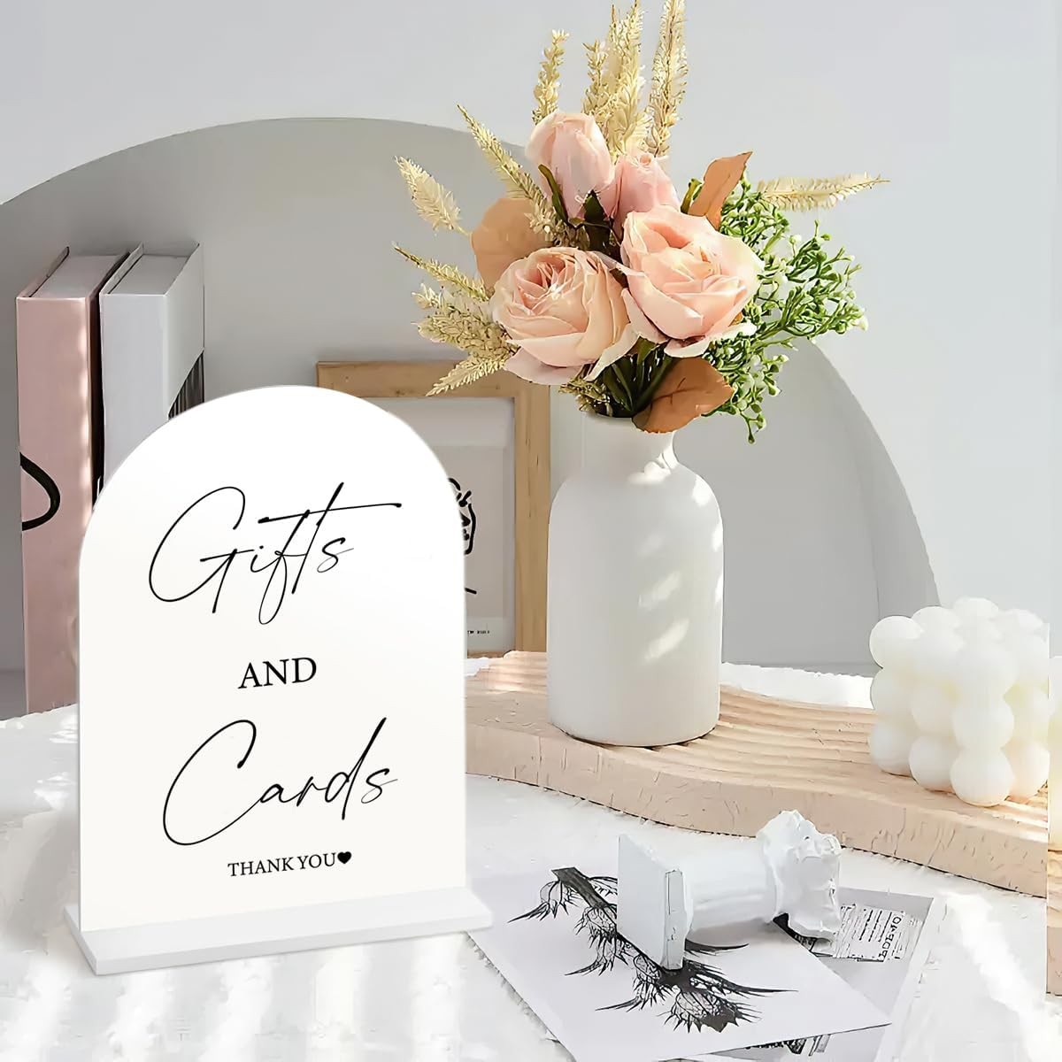 4 Pcs Arch Acrylic Wedding Signs with Stand Reception 5×7 Inch White Arched