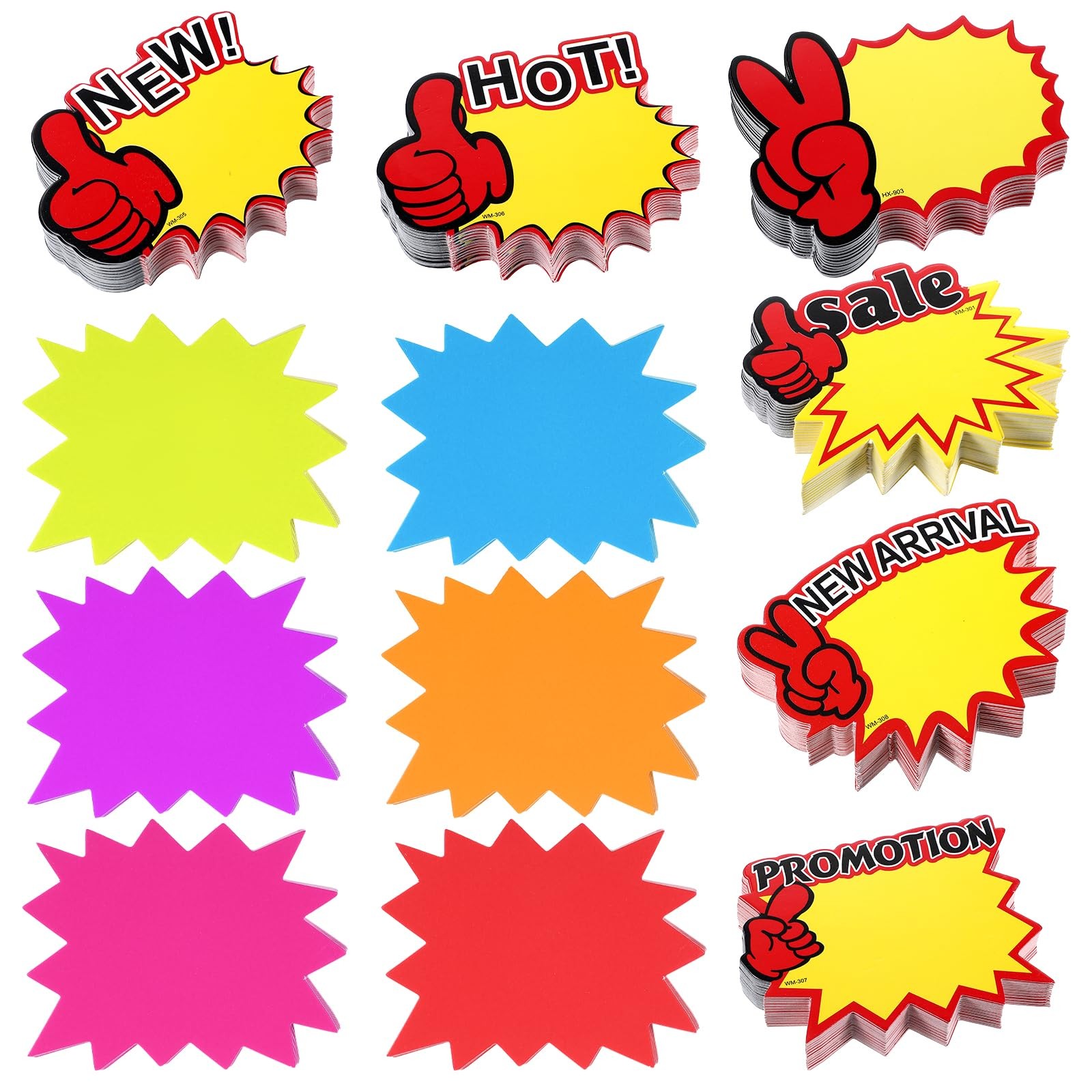 1200 PCS Starburst Sale Signs 12 Styles Fluorescent Price Tags Retail