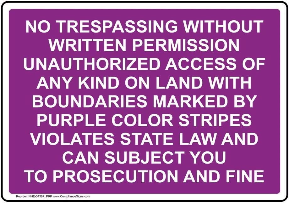 com Purple No Trespassing Without Written Permission Safety Sign, 10×7 inch P…