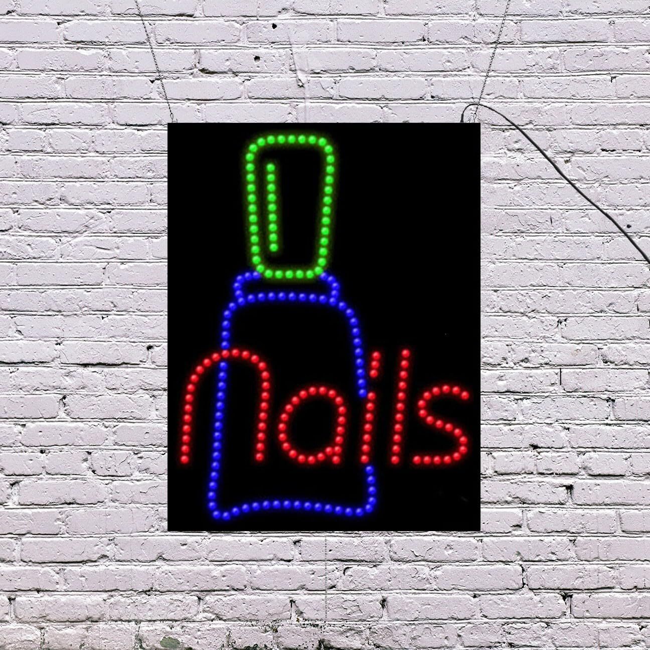 LED Nails Sign | Light Up Sign | 26&Prime;H x 20&Prime;W x 2&Prime;D