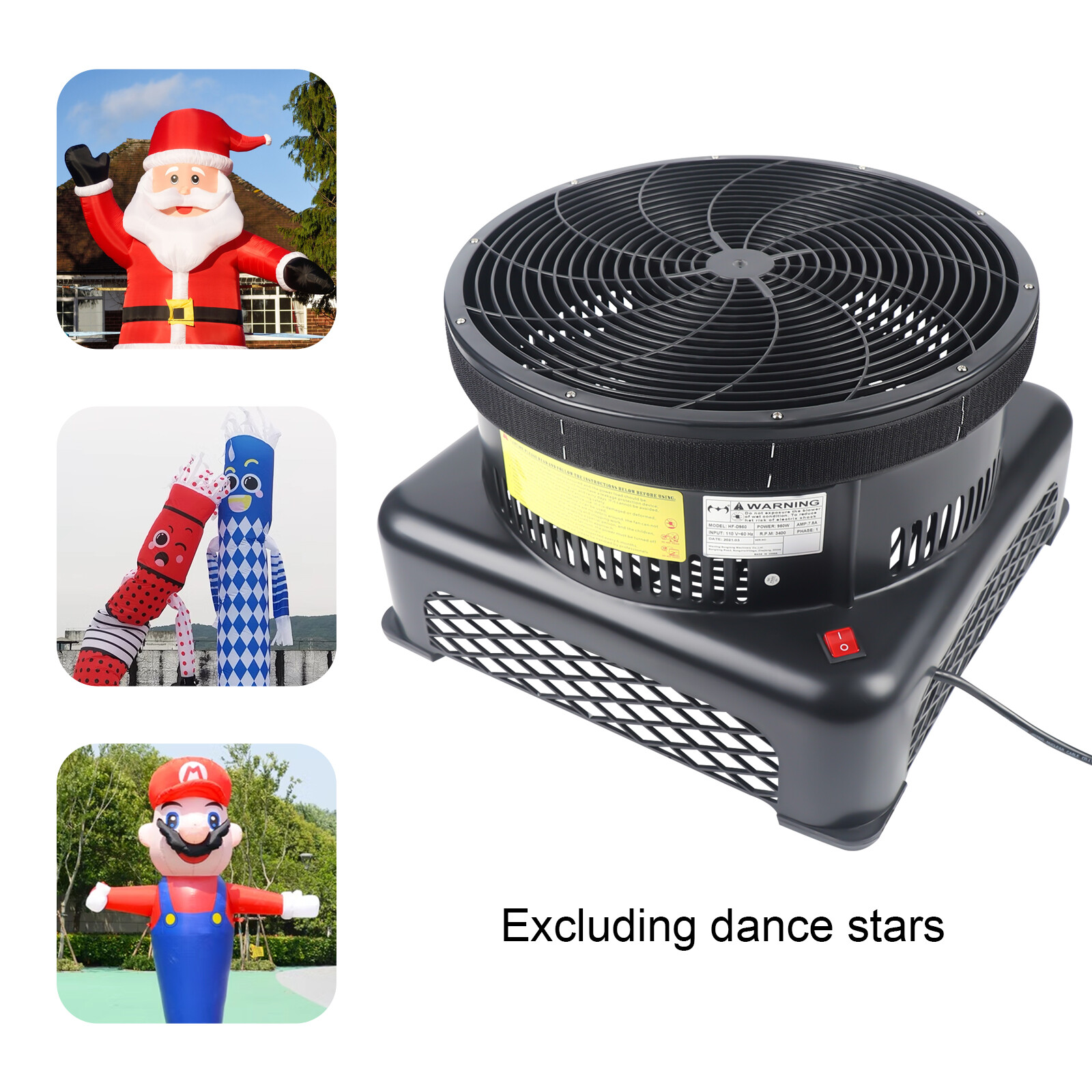 17.7&Prime; Air Blower Fan Fit Inflatable Wind Dancer Tube Man Fly Guy Sky Puppet 950W