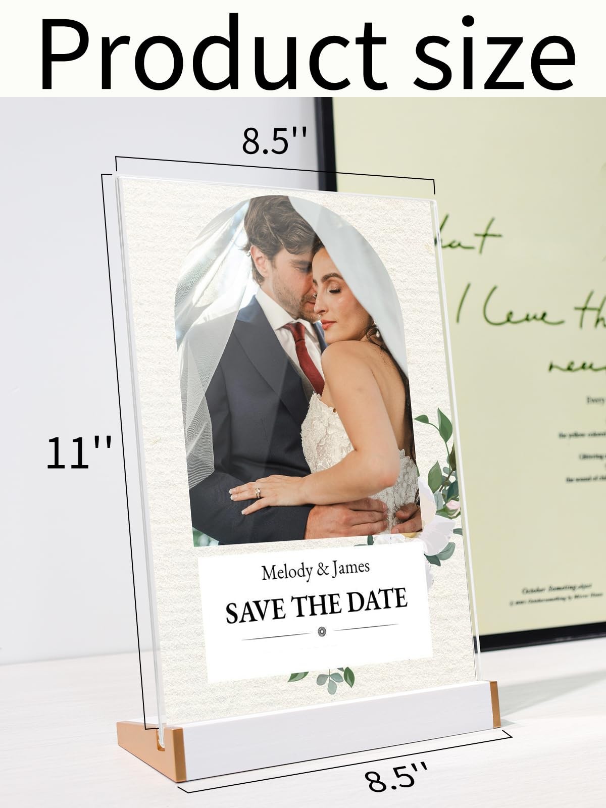 3 Pack 8.5X11 Acrylic Sign Holder for Wedding Anniversary Party, Vertical Whi…