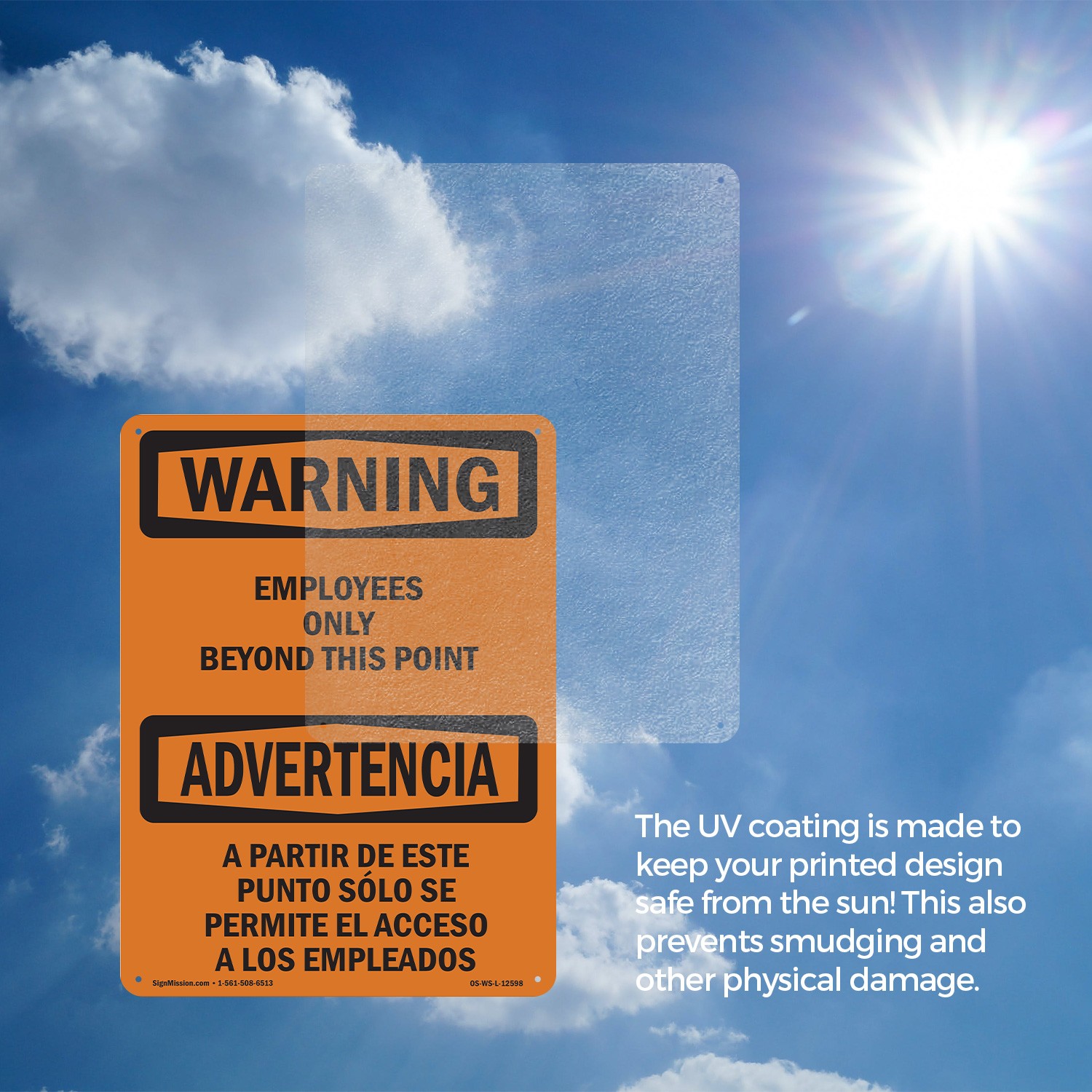 Employees Only Beyond This Point Bilingual OSHA WARNING Sign, Decal 5 or 10 Pack