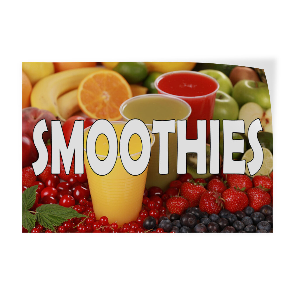 Decal Stickers Smoothies with Fruit Images Vinyl Store Sign Label