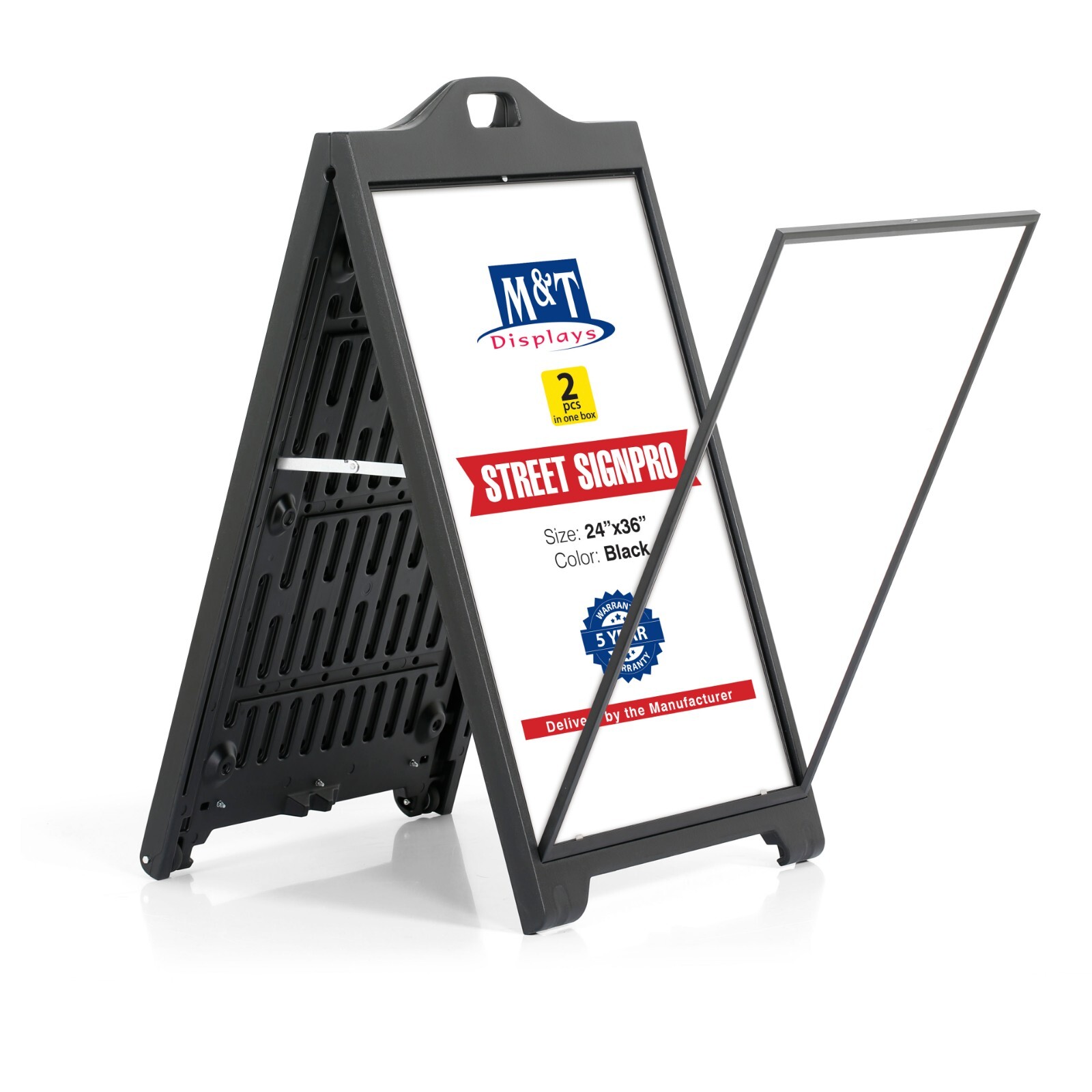 Sandwich Board Street SignPro without LENS Cover A-Frame 24×36&Prime; Black