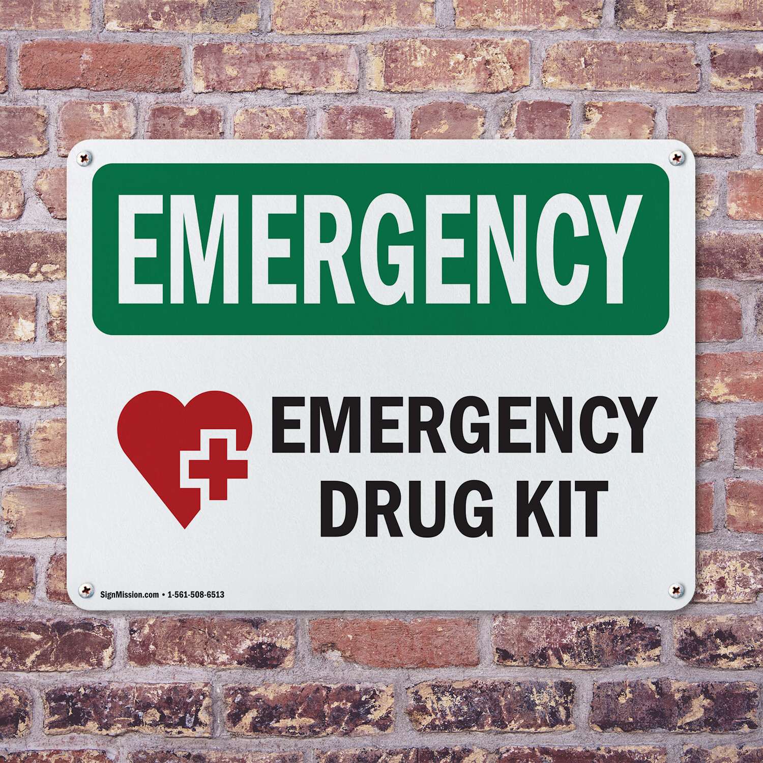 (2 Pack) Drug Kit With Symbol OSHA Emergency Sign Decal Metal Plastic