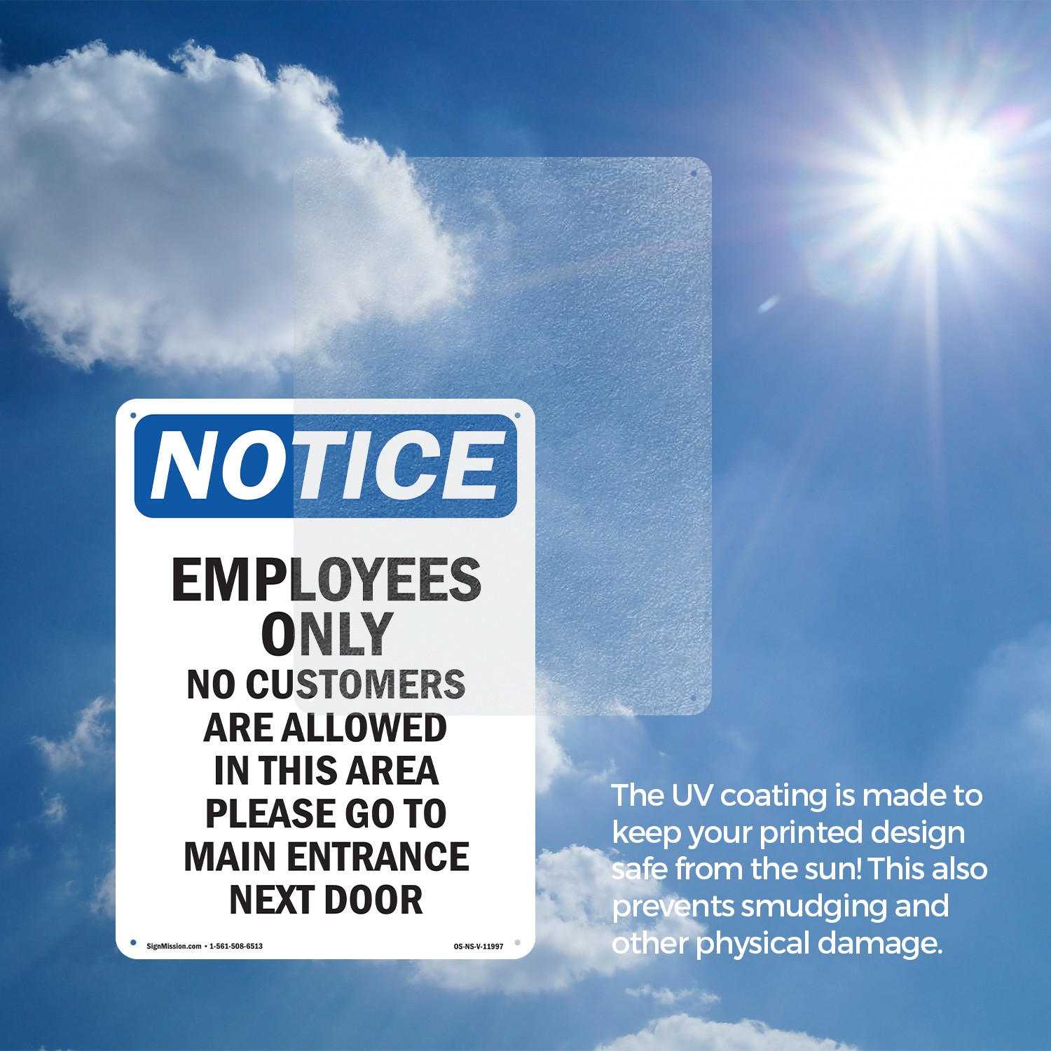 Employees Only No Customers Are OSHA Notice Sign Metal,, Decal 5 or 10 Pack