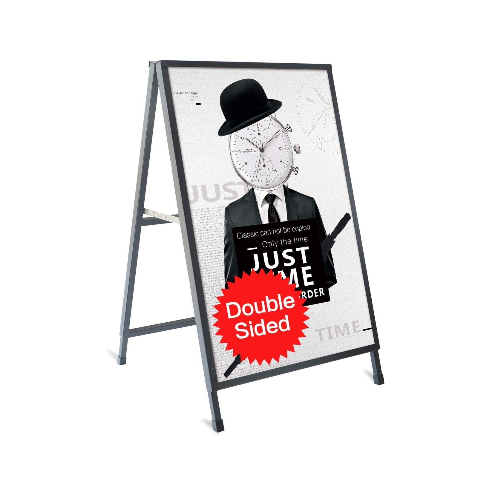 Outdoor A-Frame Sidewalk Sign 24×36 Inch Sandwich Board, Black Coated Steel M…