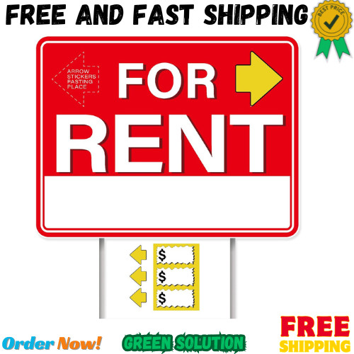GXGGUS For Rent Signs with Stakes,1 PCS 17&Prime; x 13&Prime; Double-Sided Signs, H-Metal