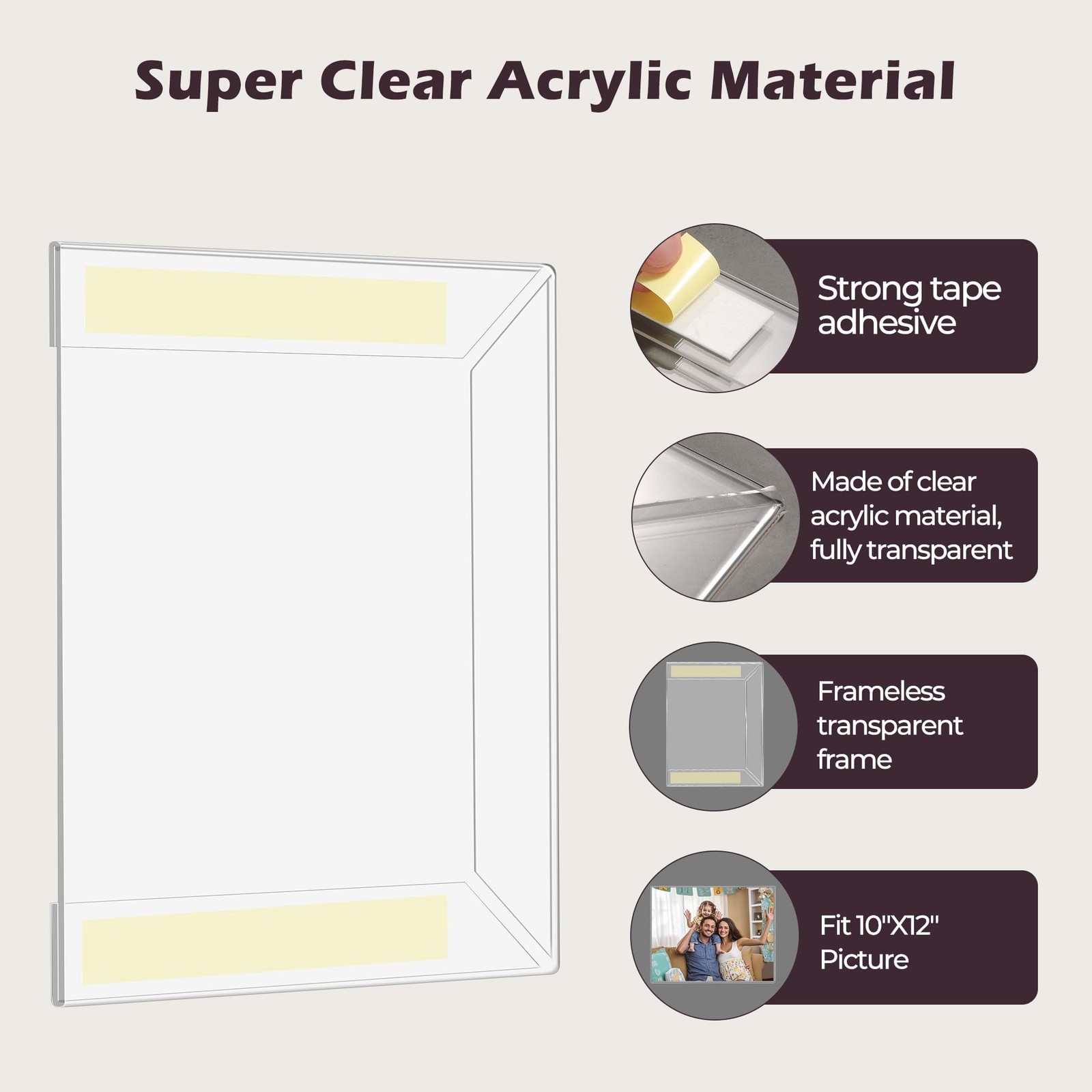 10 x 12 Acrylic Picture Frame, Horizontal/Vertical Clear Photo Frame for Wall…