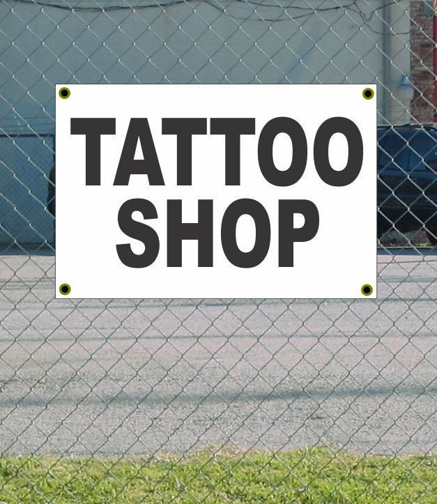 2×3 TATTOO SHOP Black & White Banner Sign NEW Discount Size & Price FREE SHIP