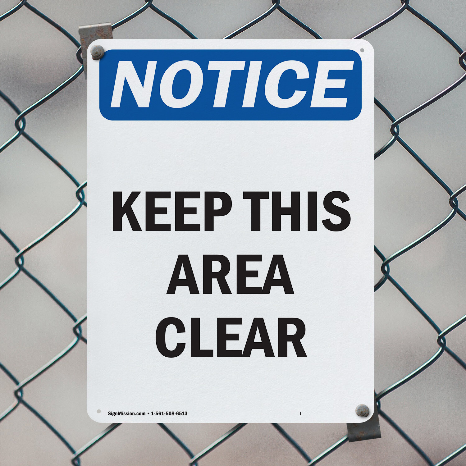 (2 Pack) Keep This Area Clear OSHA Notice Sign Decal Metal Plastic