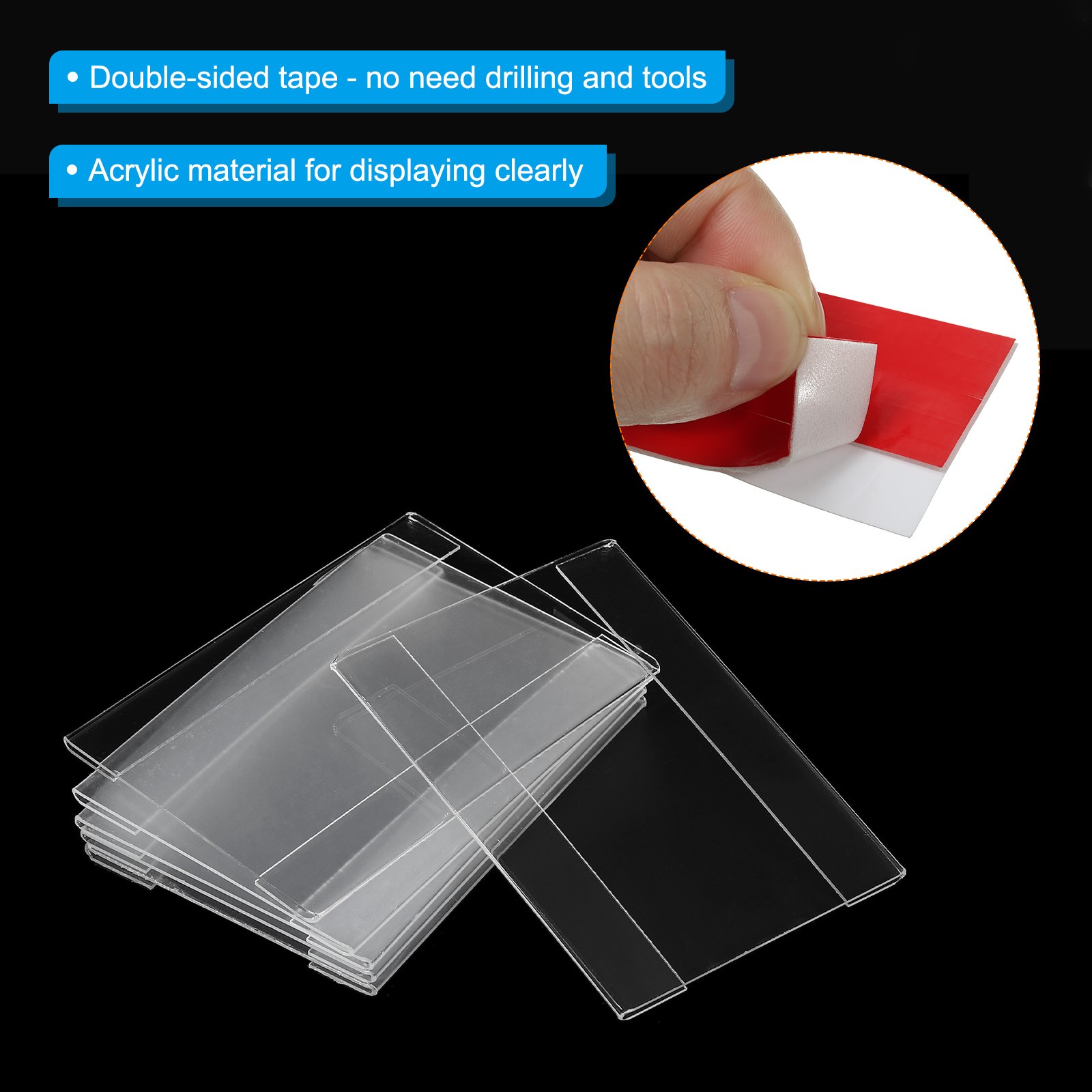 10Pcs 3.5×5&Prime; Wall Mount Acrylic Sign Holder with Tape for Office, Clear