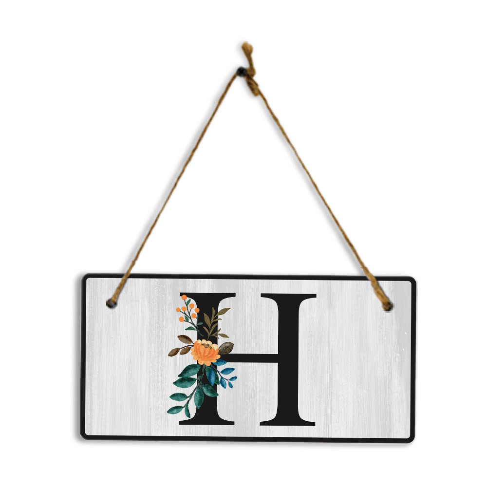 H Flower Decor 5×10 Hanging Wall or Door Sign | Alphabet Letter Room Decoration