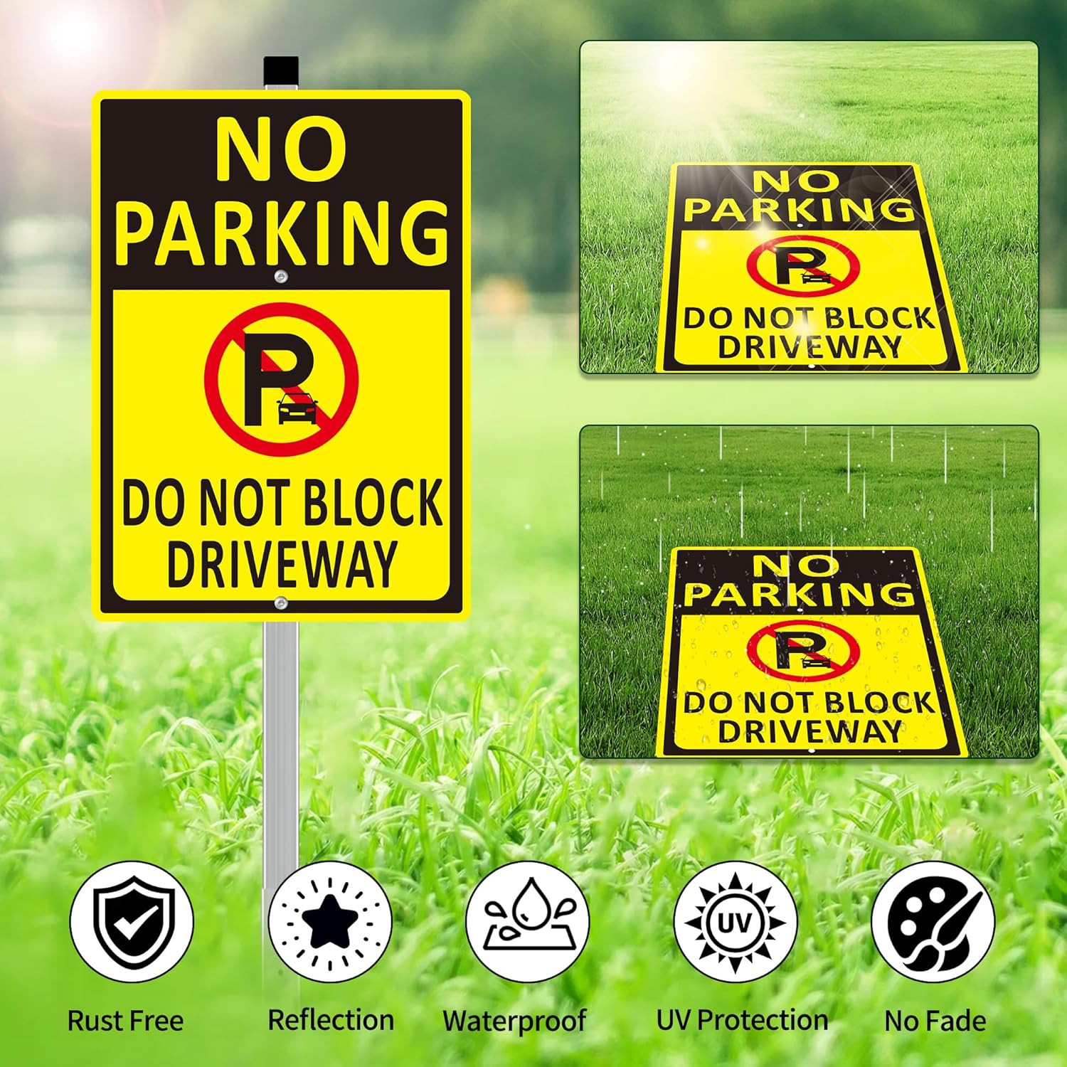 (2 Pack) No Parking Do Not Block Driveway Sign – 10X14 Inch Aluminum Metal No Pa