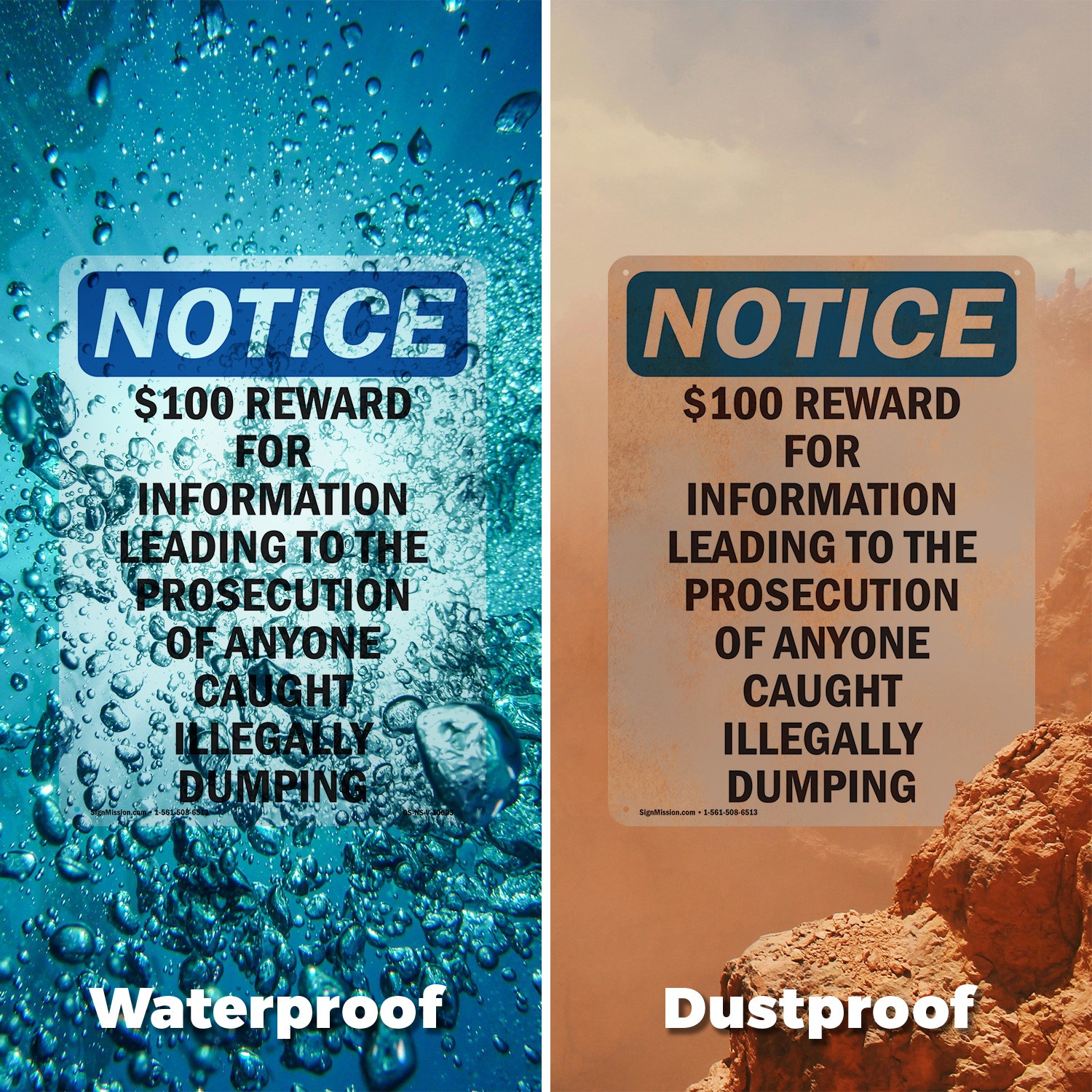 $100 Reward For Information Leading OSHA Notice Sign Or Decal – 5 or 10 Pack