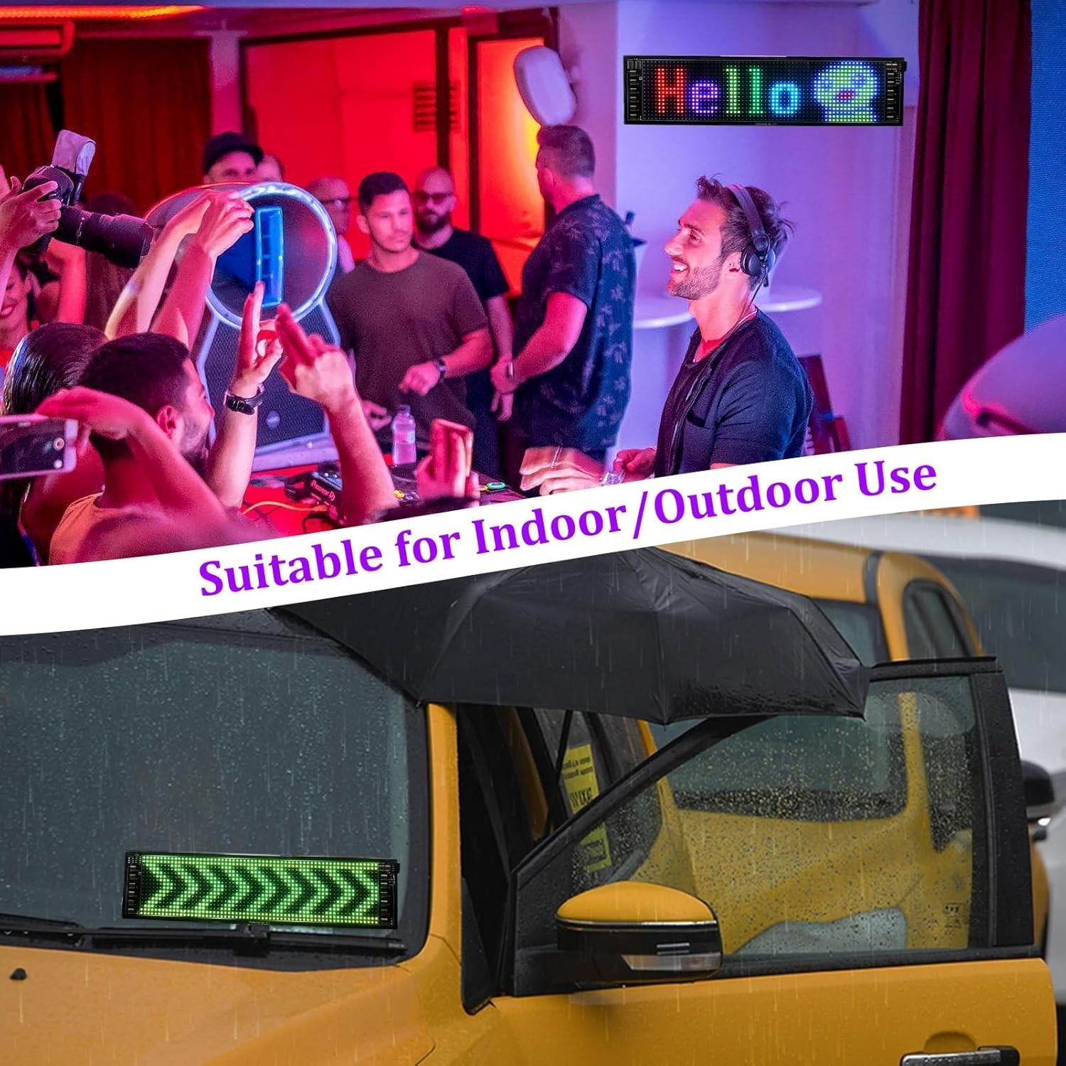 LED Sign for Car, Flexible Bright LED Signs with USB Bluetooth Smart APP Control