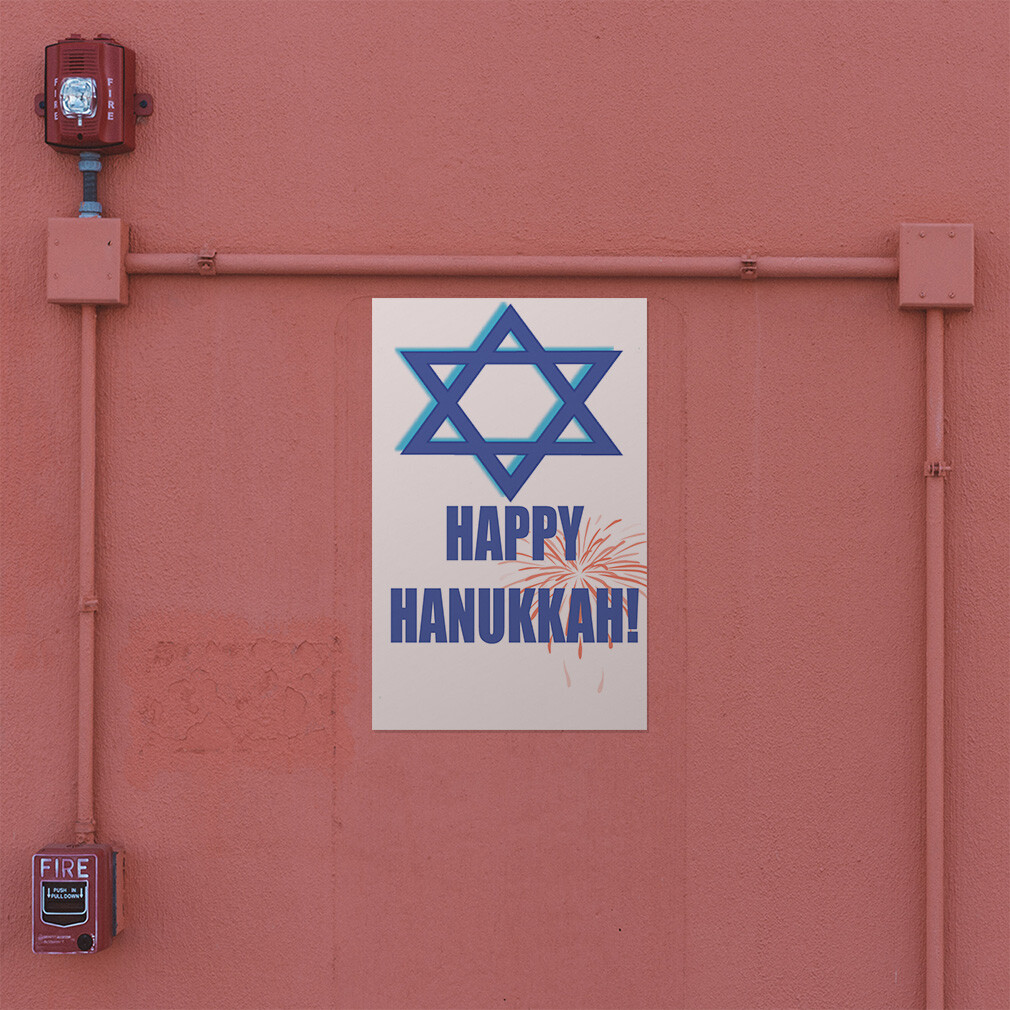Door Decals Vertical Vinyl Stickers Multiple Sizes Happy Hanukkah Jewish Menorah