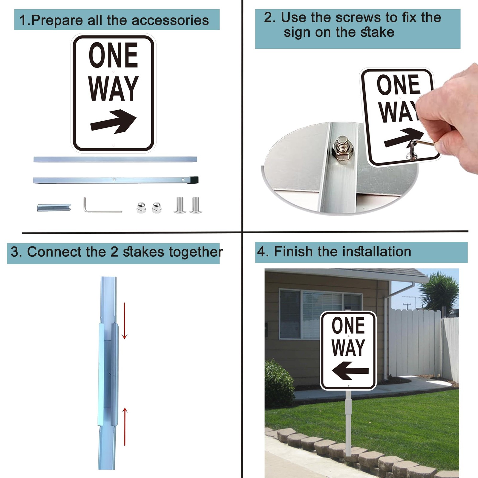 2Pack One Way Removable Arrow Signs with 36 Inch Metal Stake, 14×10 Inch Slow…
