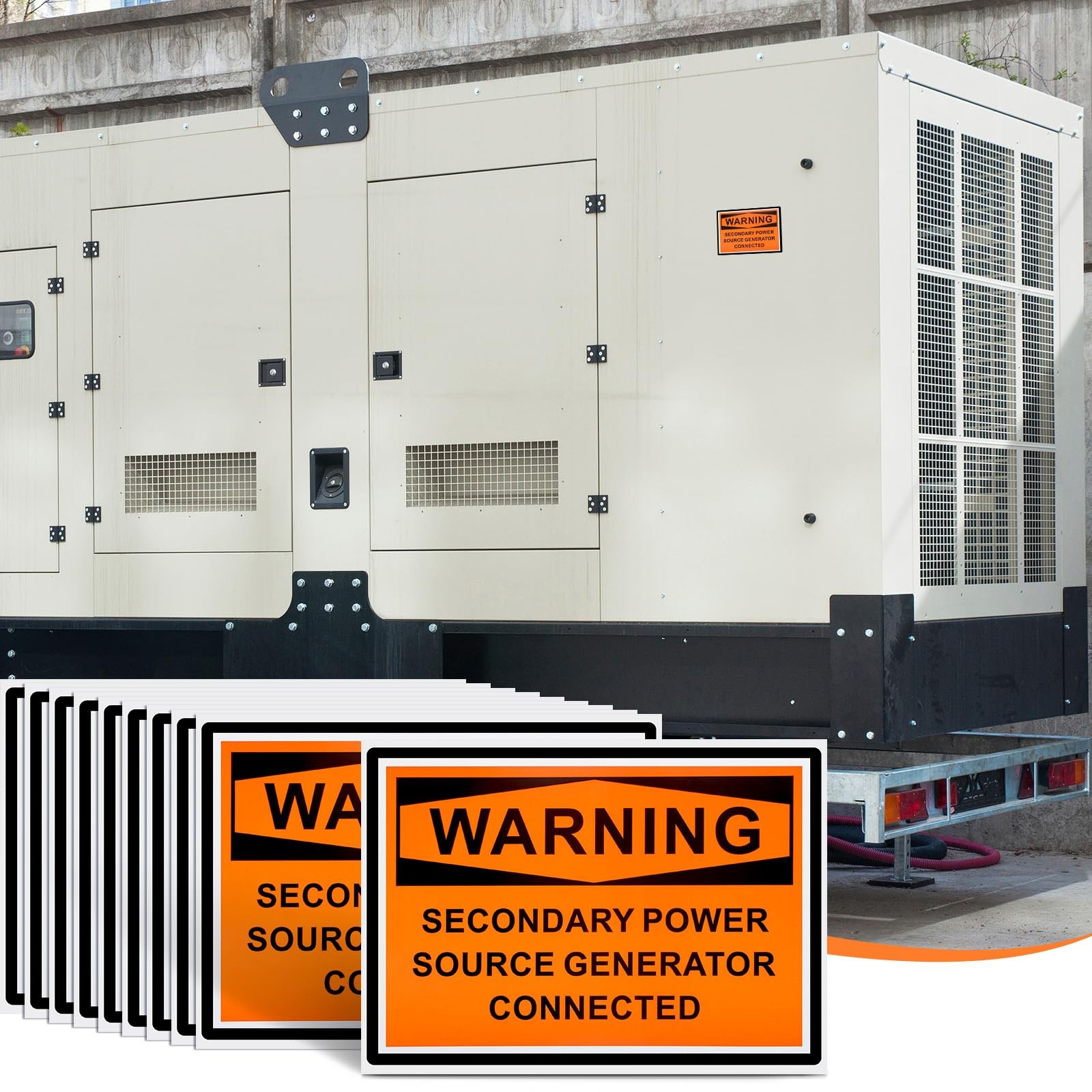 10 Pcs WARNING Secondary Power Source Generator Connected Safety Decal Label …