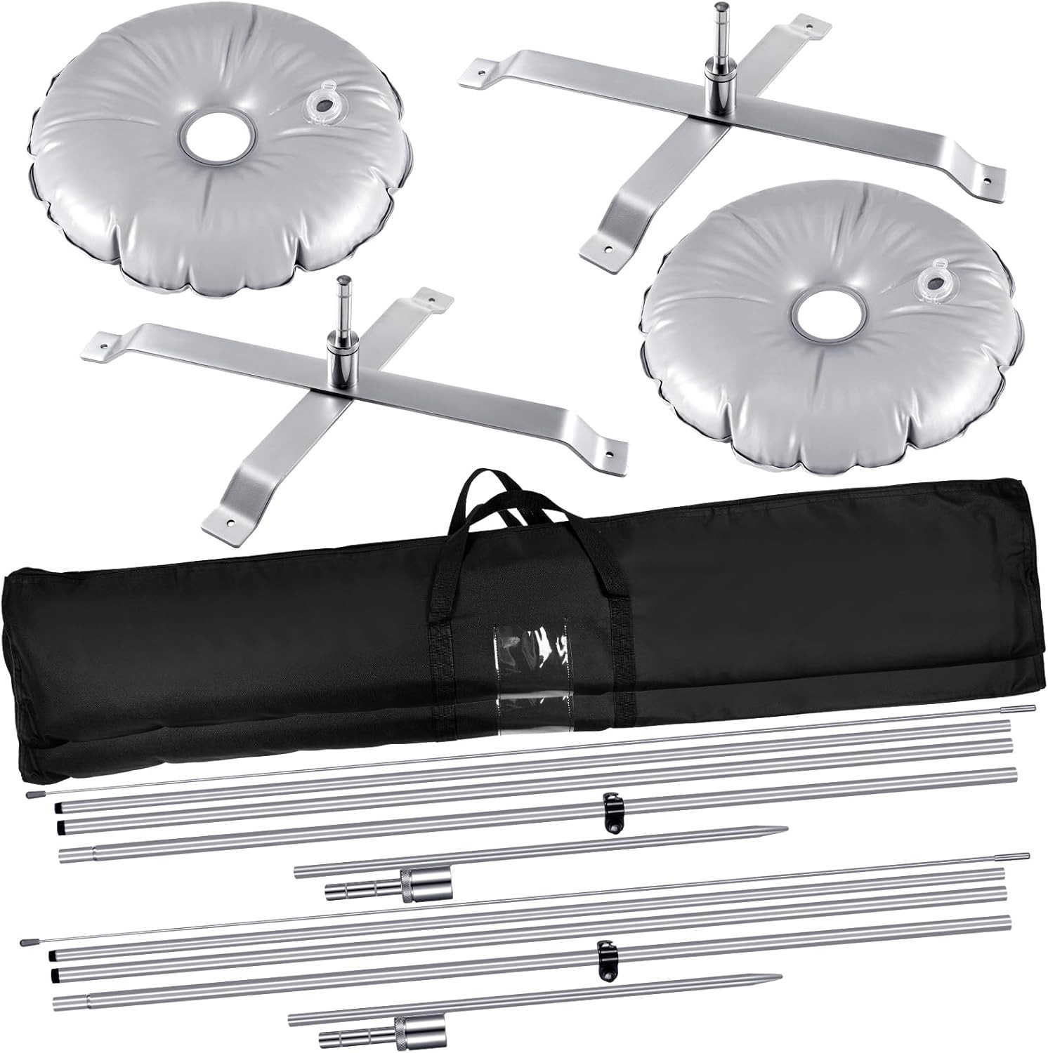 16 Pcs Feather Flag Pole Kit with Base, Spike & Storage Bag for Outdoor Use