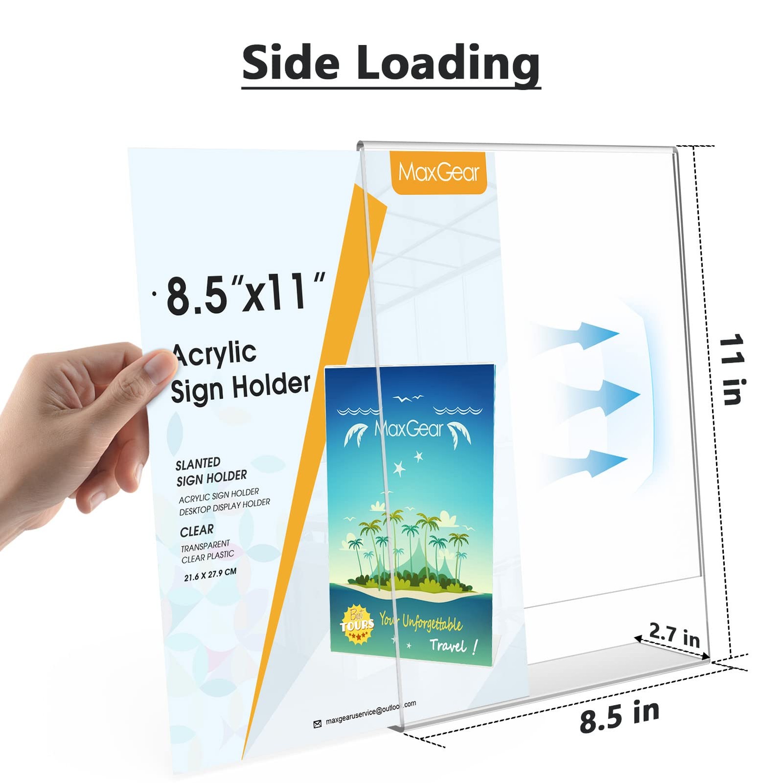 MaxGear Acrylic Sign Holder 8.5 x 11 Inches, Clear 12 Pack,