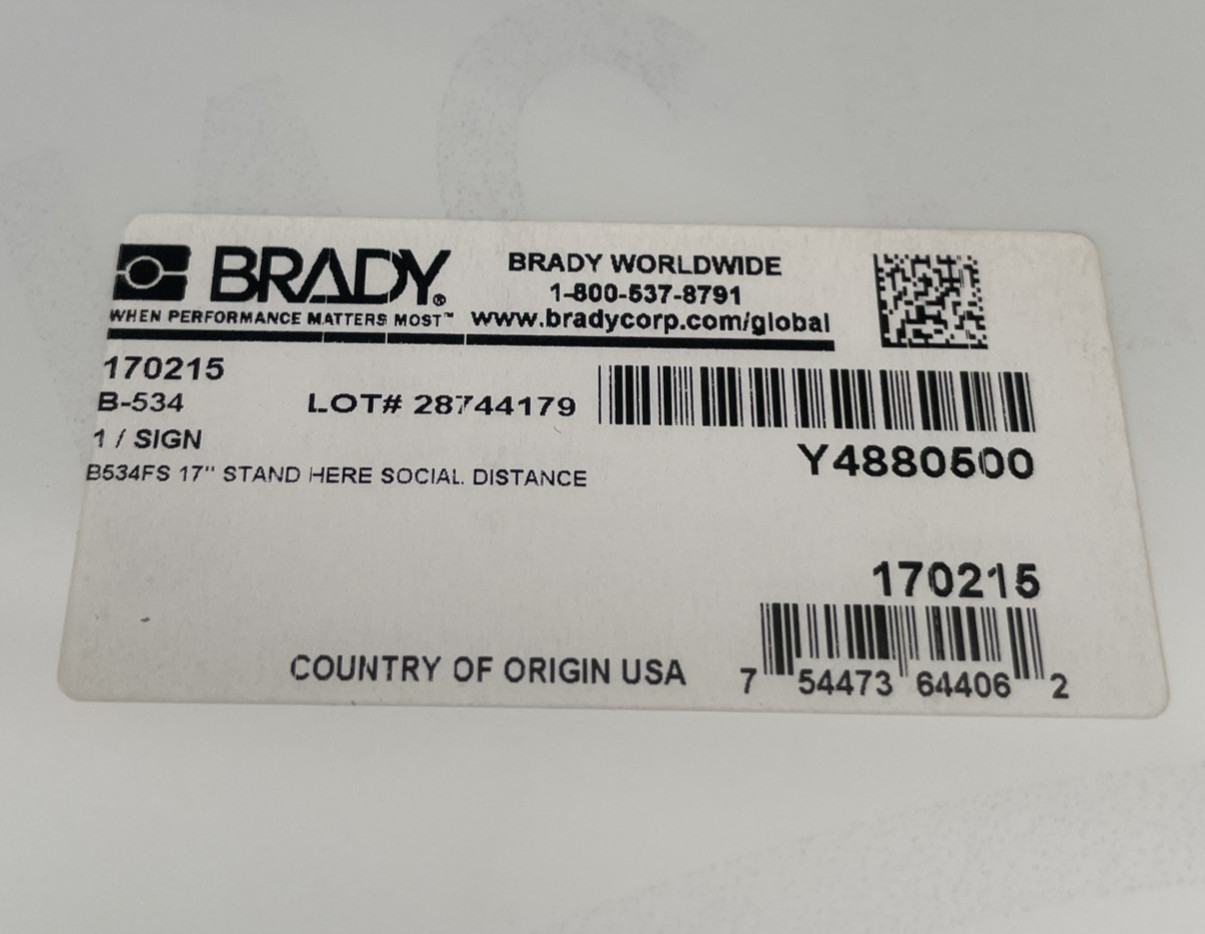 Lot Of 10 – Brady 170215 Maintain Social Distance 6Ft./2M Sign Black/Yellow New