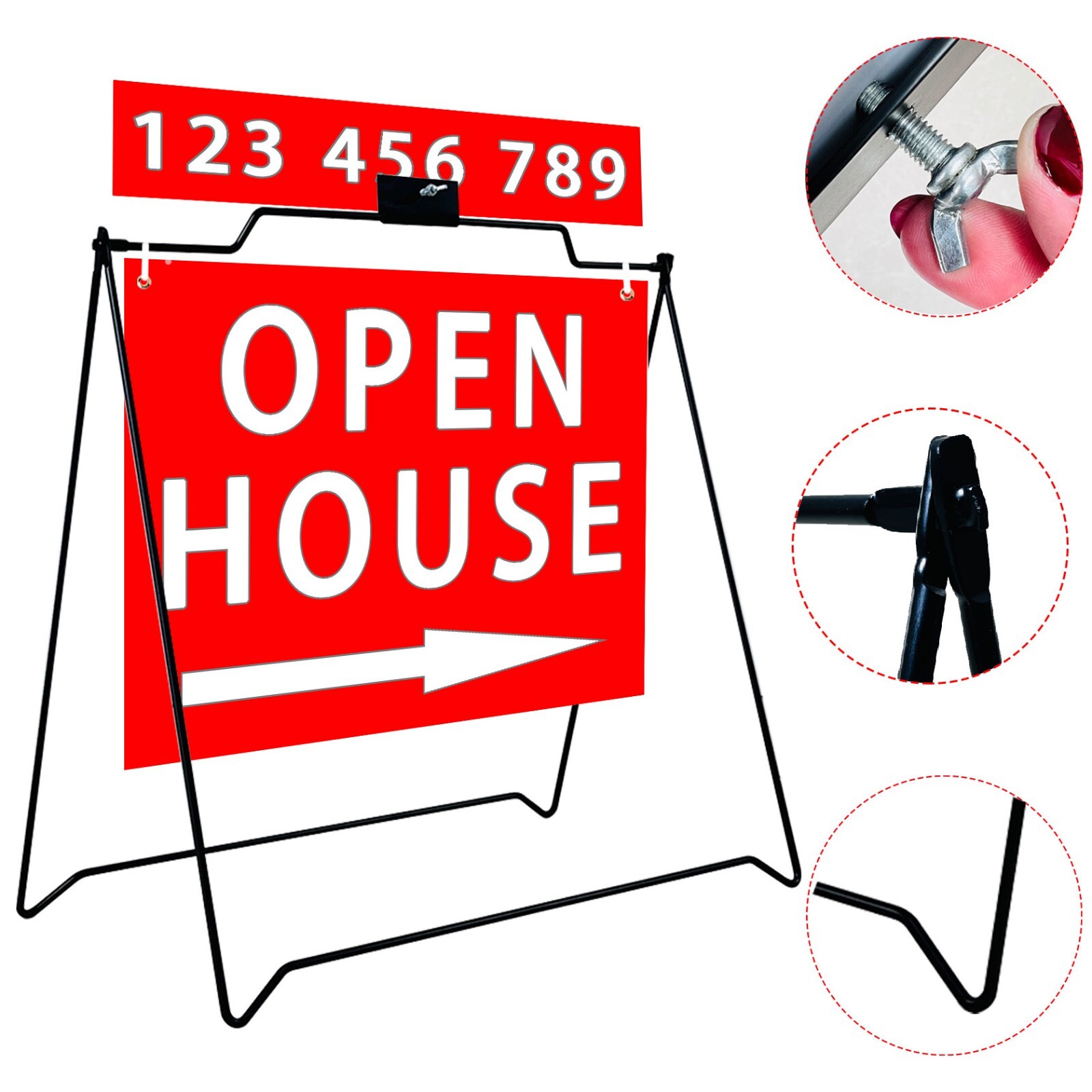 6 UNIT BLACK A-Frame Sign for Open House Sign Real Estate Realtors Sidewalk