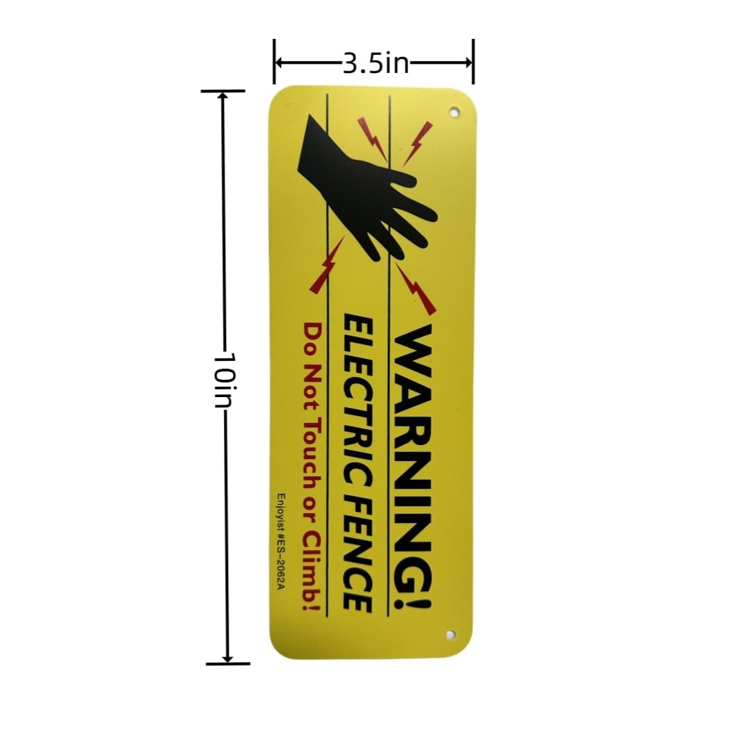 Electric Fence Warning Sign – 4-Pack, 10&Prime;x3.5&Prime; Durable Plastic Markers