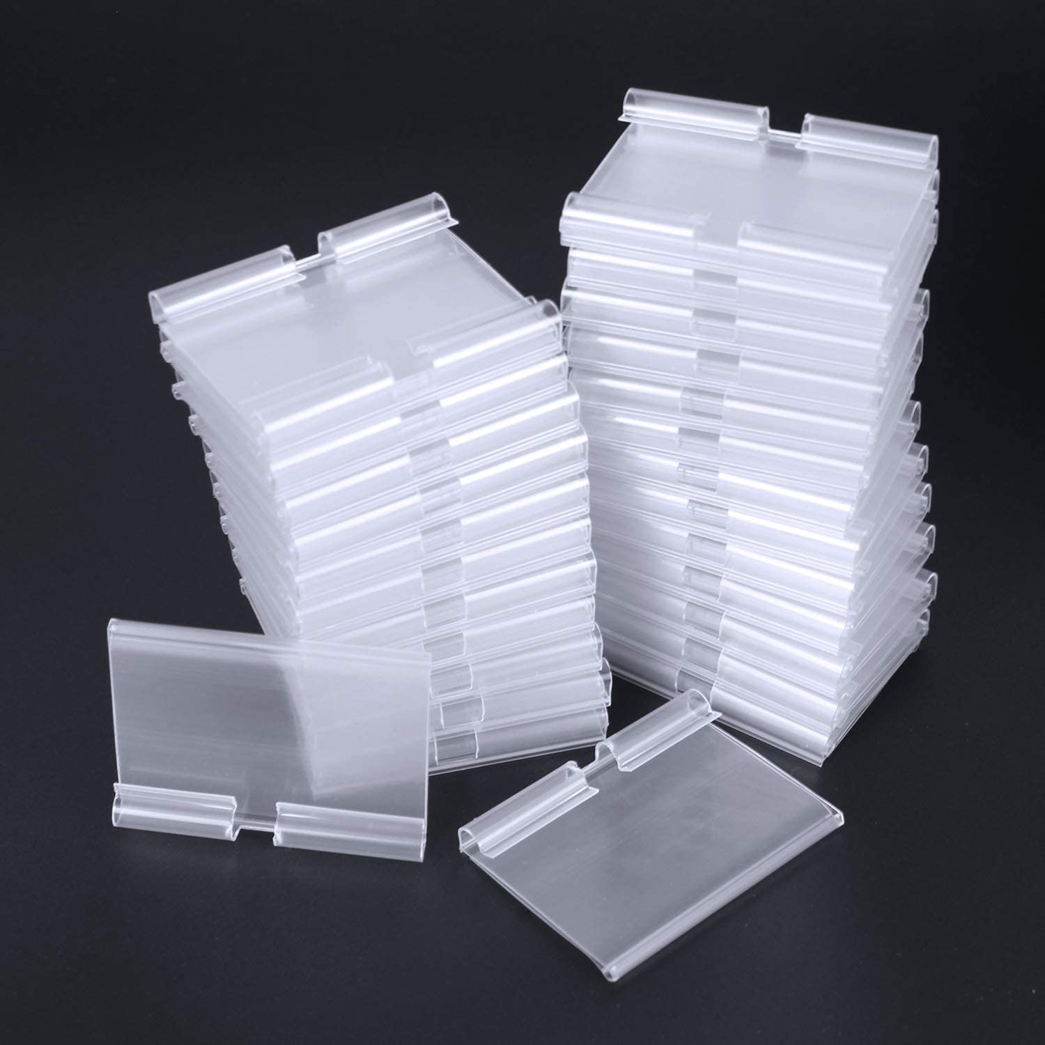 50 PCS Clear Plastic Label Holders For Wire Shelf Retail Price Label Basket NEW