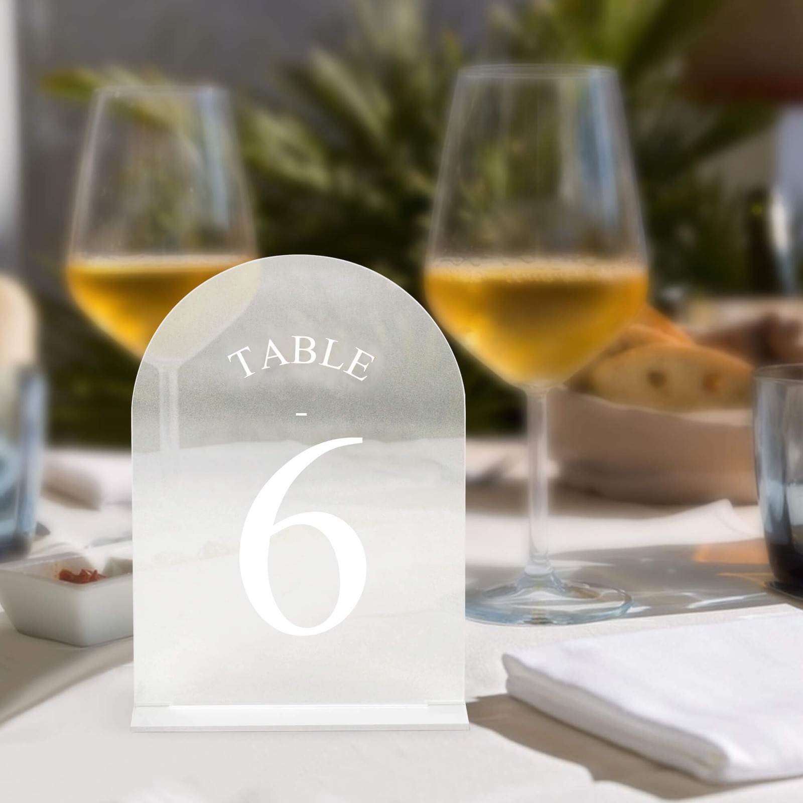 Frosted Arch Wedding Table Numbers 1-10 with Stands – 5&Prime; X 7&Prime; Acrylic Sign Ta…