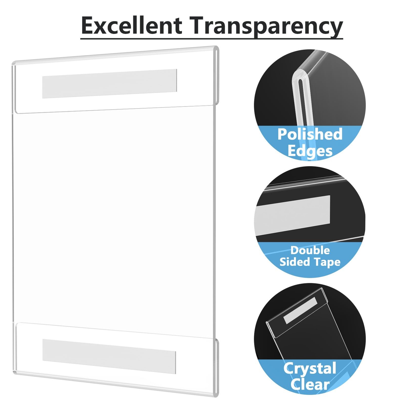 MaxGear Acrylic Sign Holder 8.5 x 11 Wall Mount Clear 8.5&Prime;x11&Prime;-2Pack, clear
