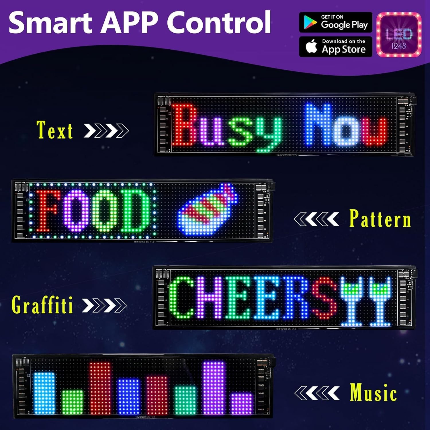 LED Sign for Car, Flexible Bright LED Signs with USB Bluetooth Smart APP Control