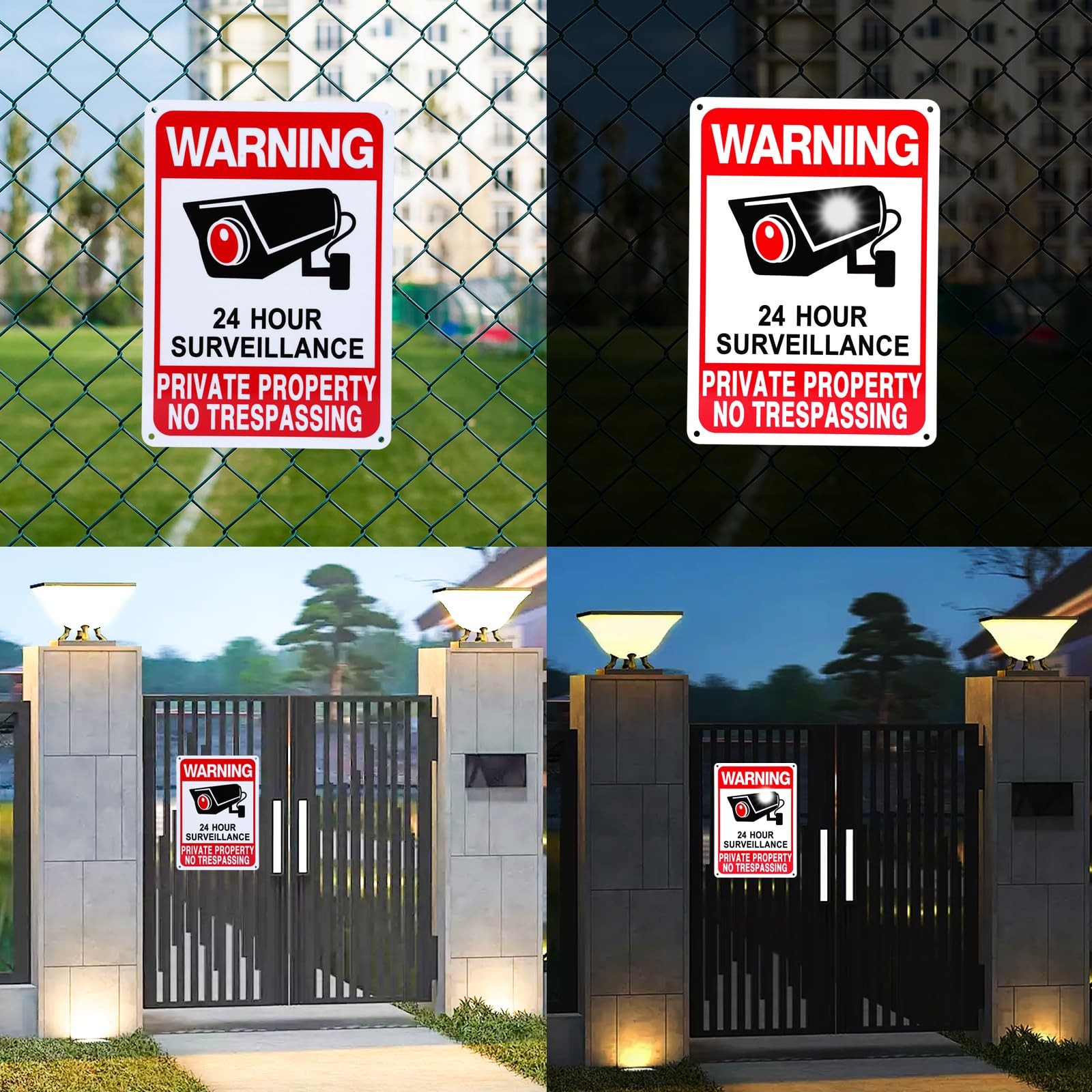 2 Pack No Trespassing Signs Private Property Surveillance Aluminum UV Outdoor