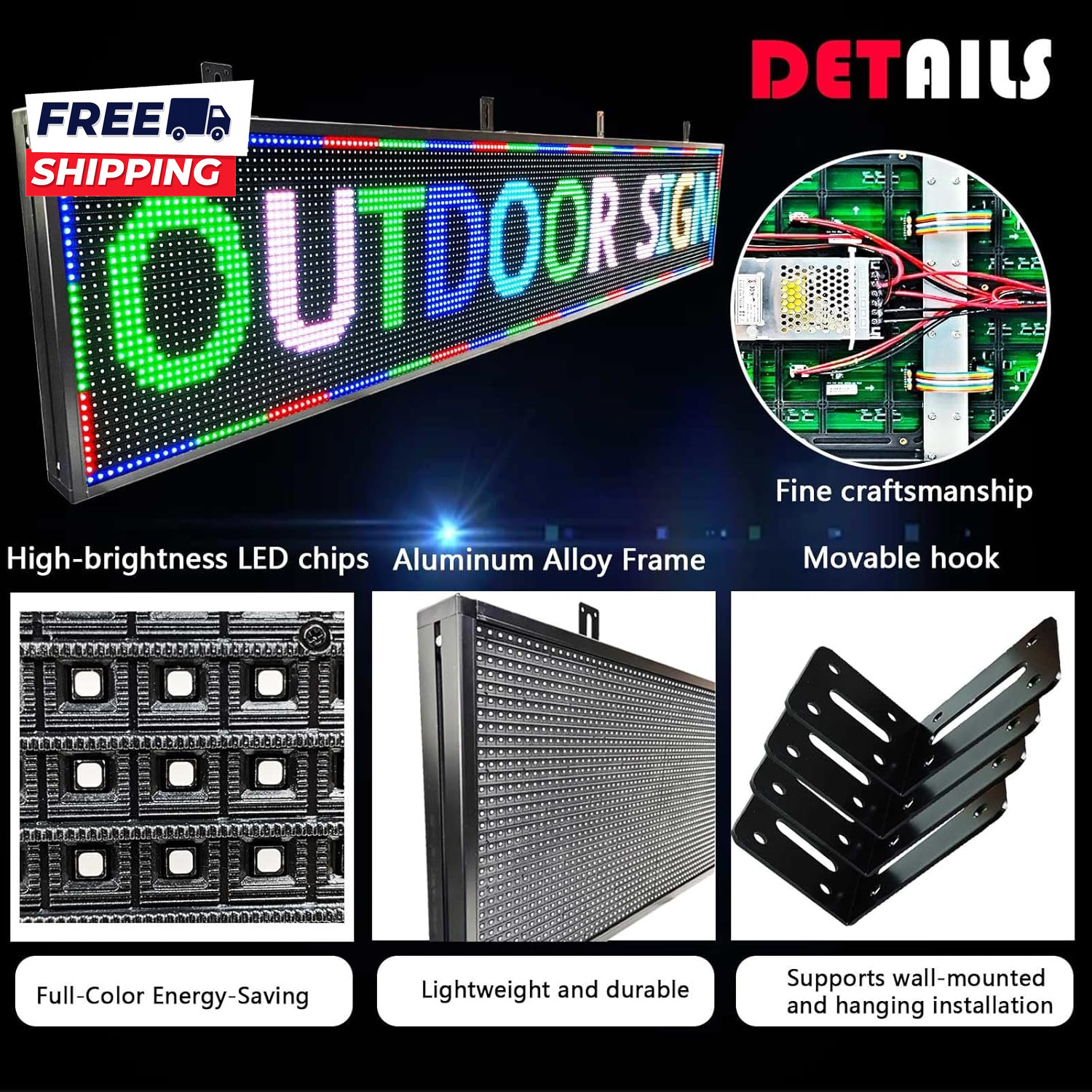 HS Outdoor Programmable Led Sign Open Neon Signs Digital Scrolling Electronic M